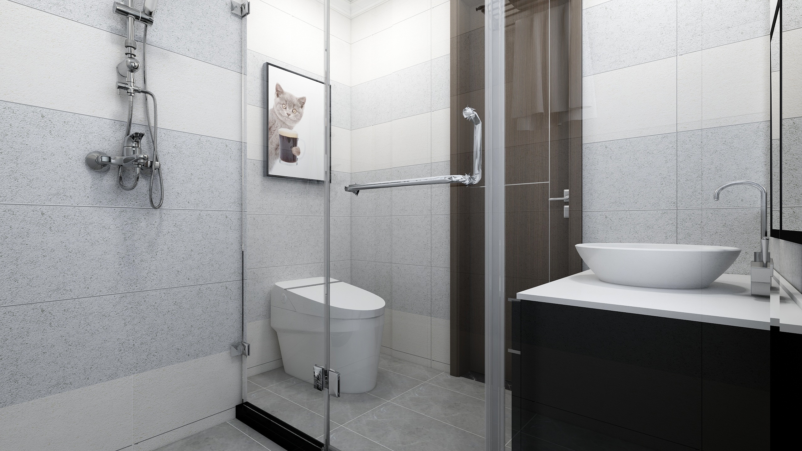 周宇昕-87方现代两居一层卫生间装修效果图第2张