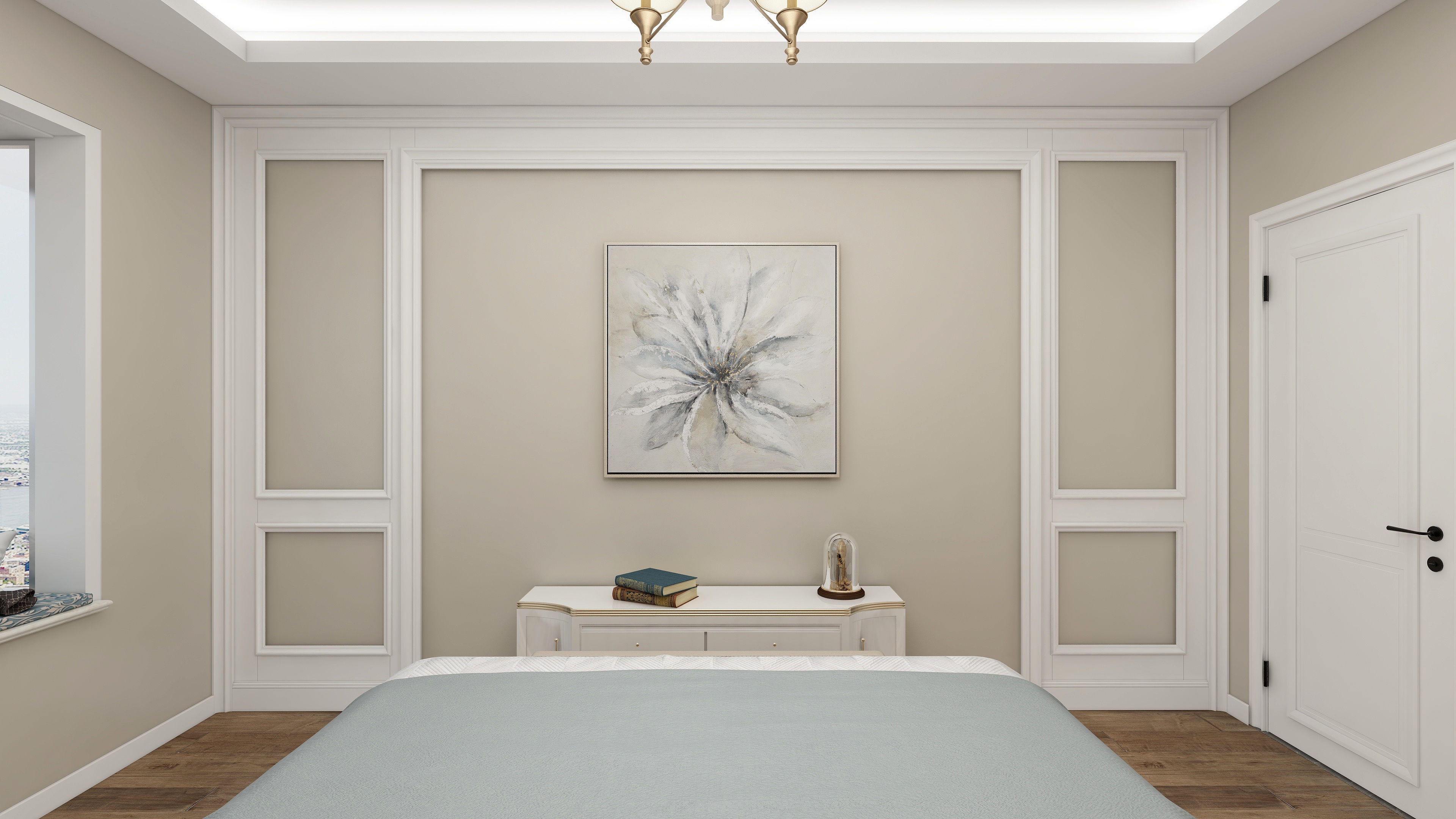 尹淇正-160平现代美式一层主卧装修效果图第1张