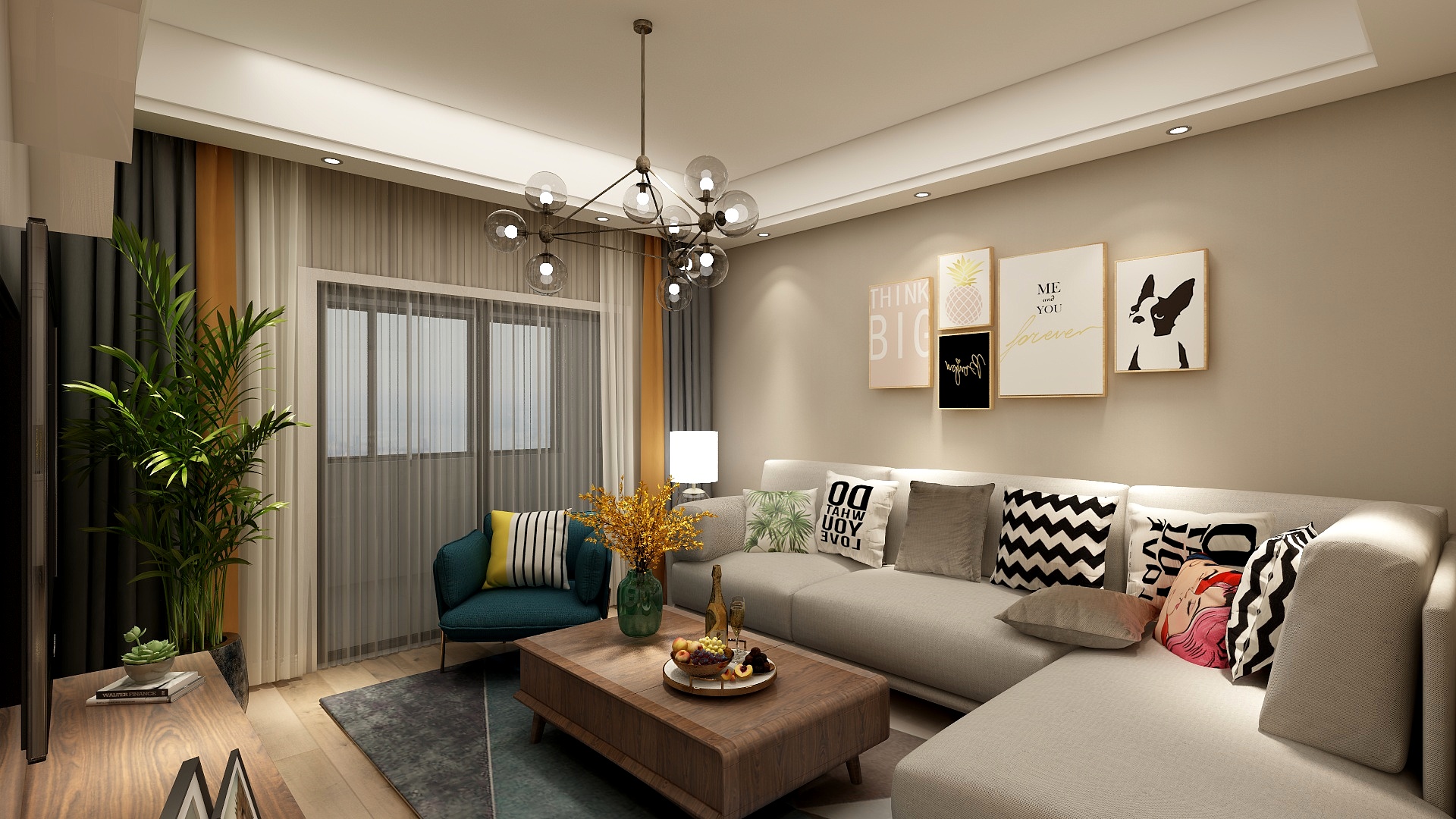 潘超-91方北欧一居装修效果图