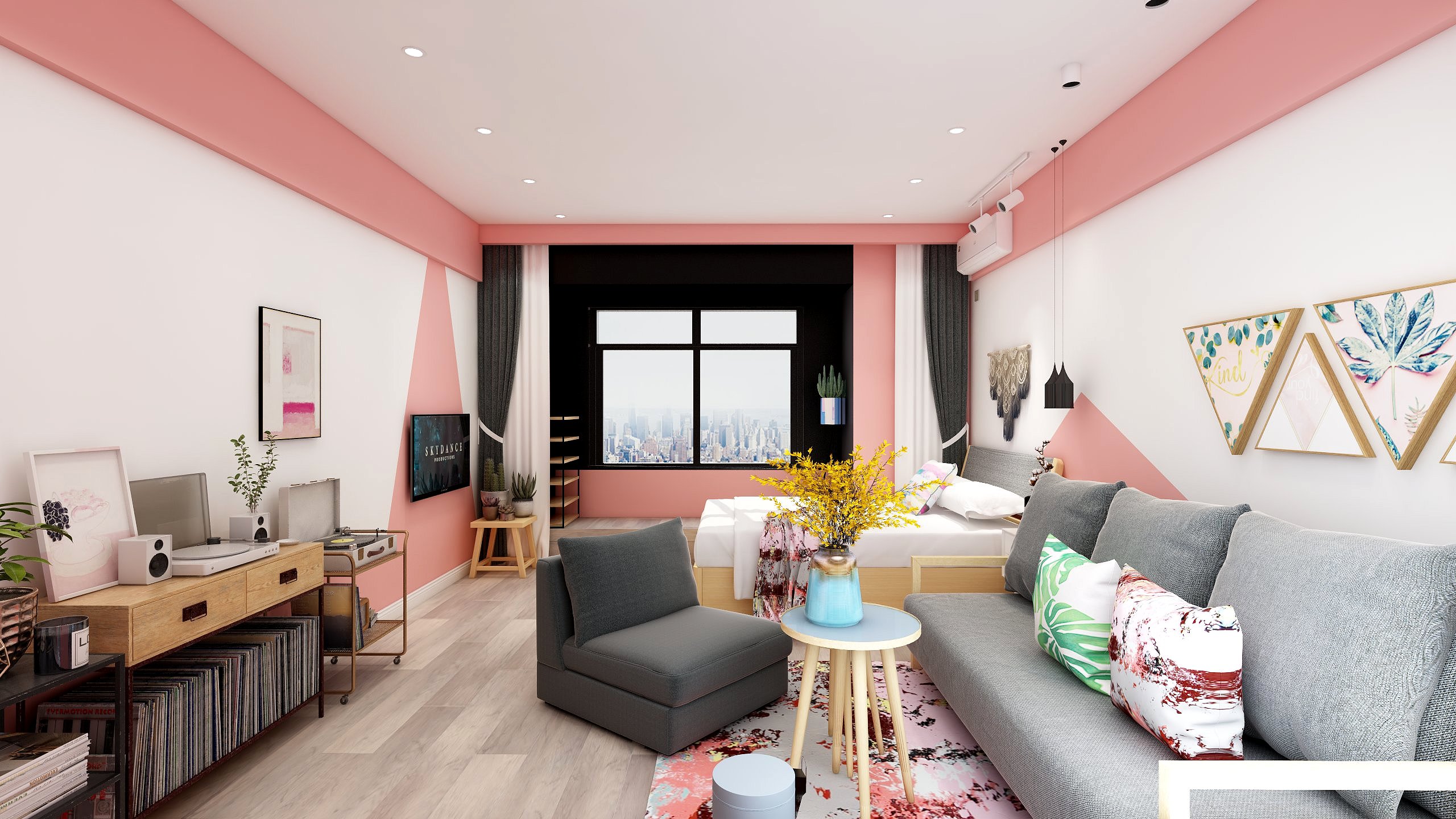 大缔设计事务所-沈阳-钻石山民宿-脏粉色-装修设计方案