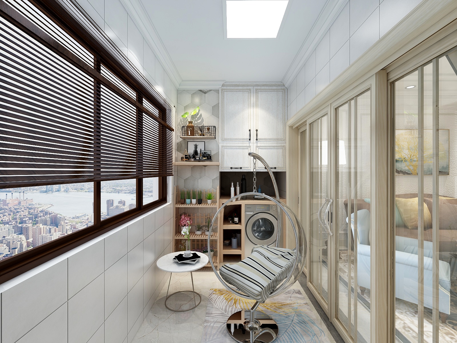 王尉鑫-129方美式三居一层阳台装修效果图第1张