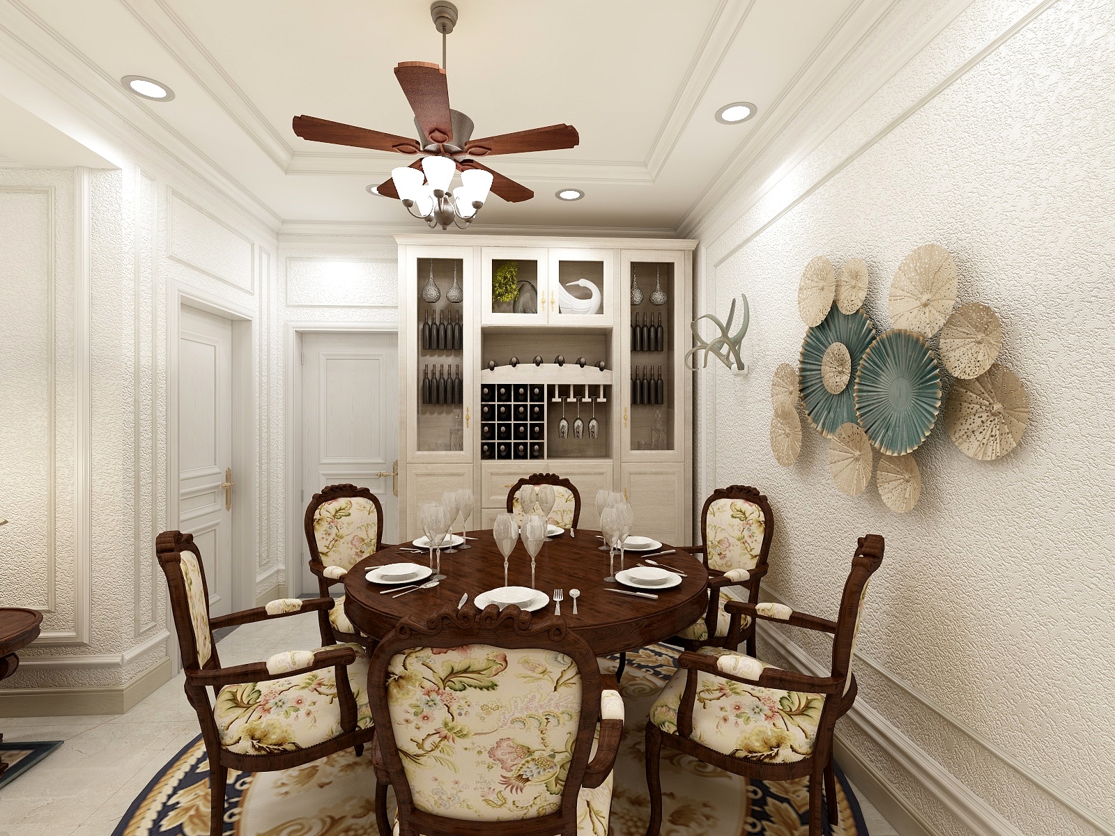 王尉鑫-129方美式三居一层客餐厅装修效果图第5张