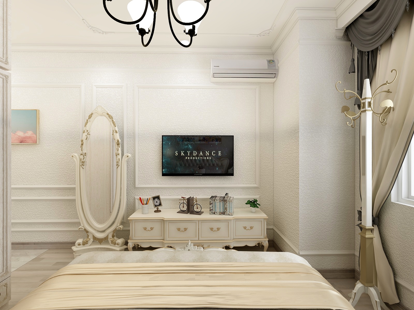 王尉鑫-129方美式三居一层主卧装修效果图第1张