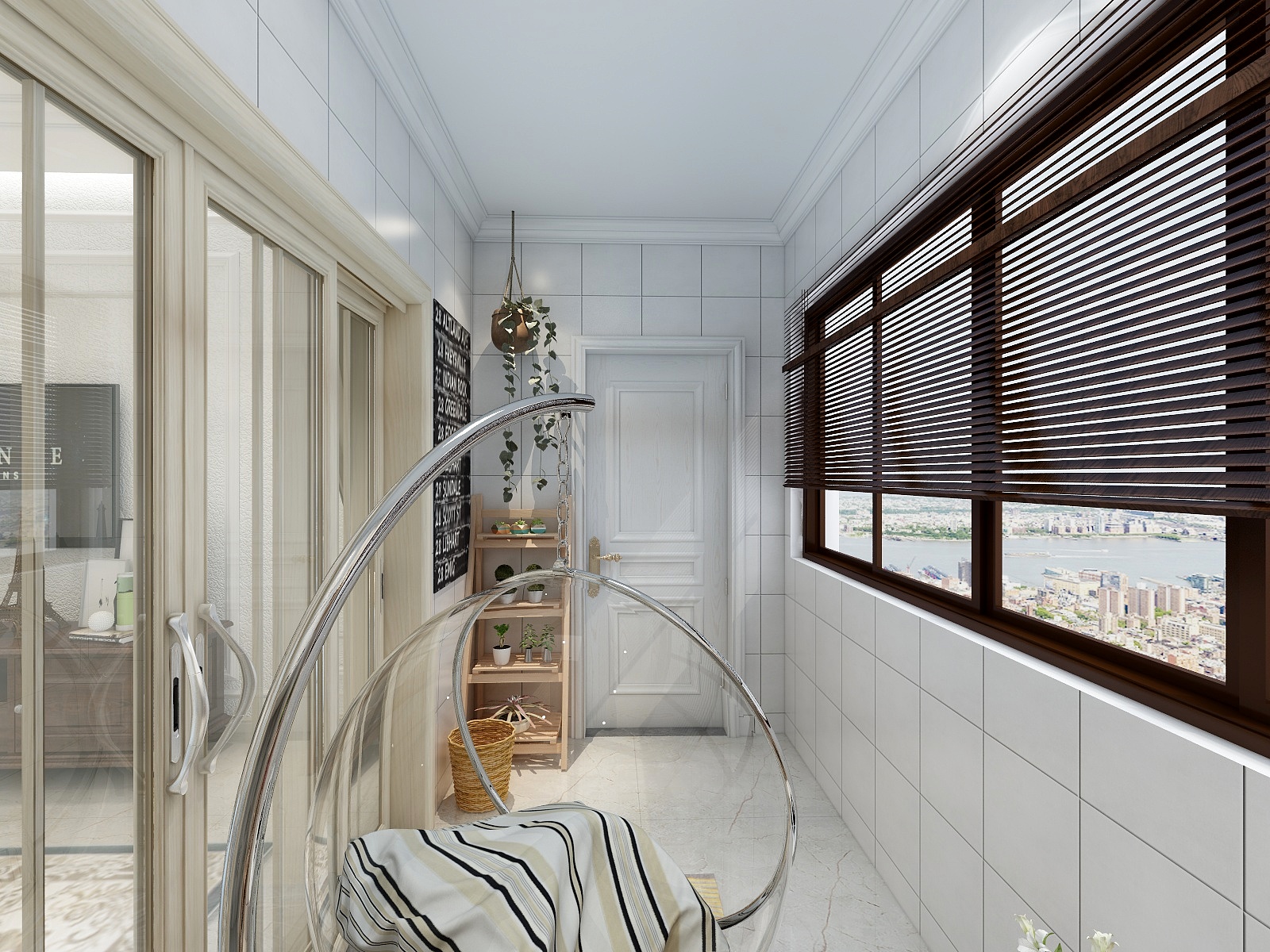 王尉鑫-129方美式三居一层阳台装修效果图第2张