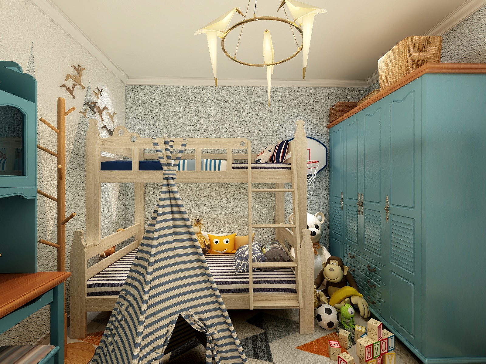 王尉鑫-129方美式三居一层小孩房装修效果图第1张