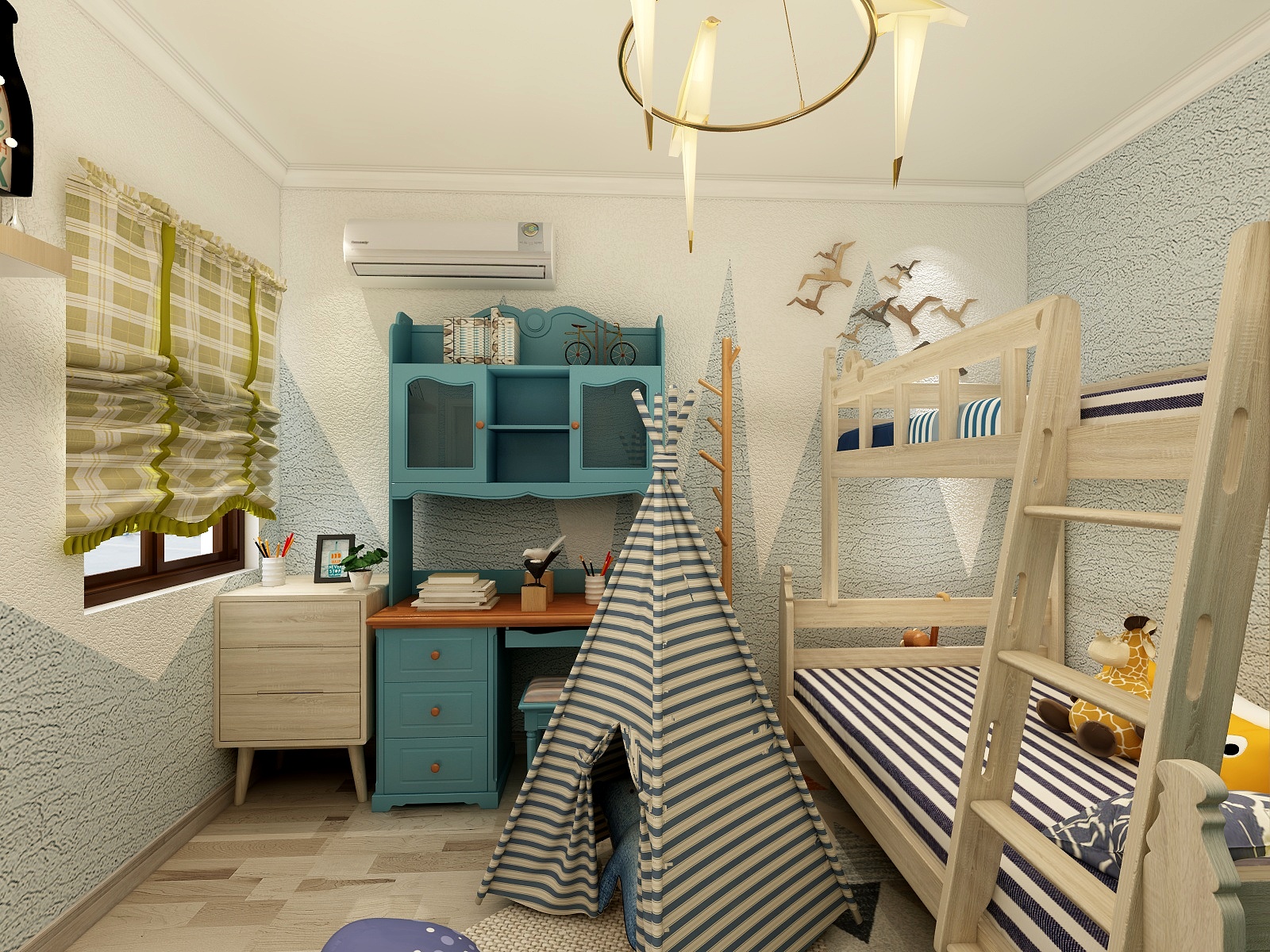 王尉鑫-129方美式三居一层小孩房装修效果图第2张