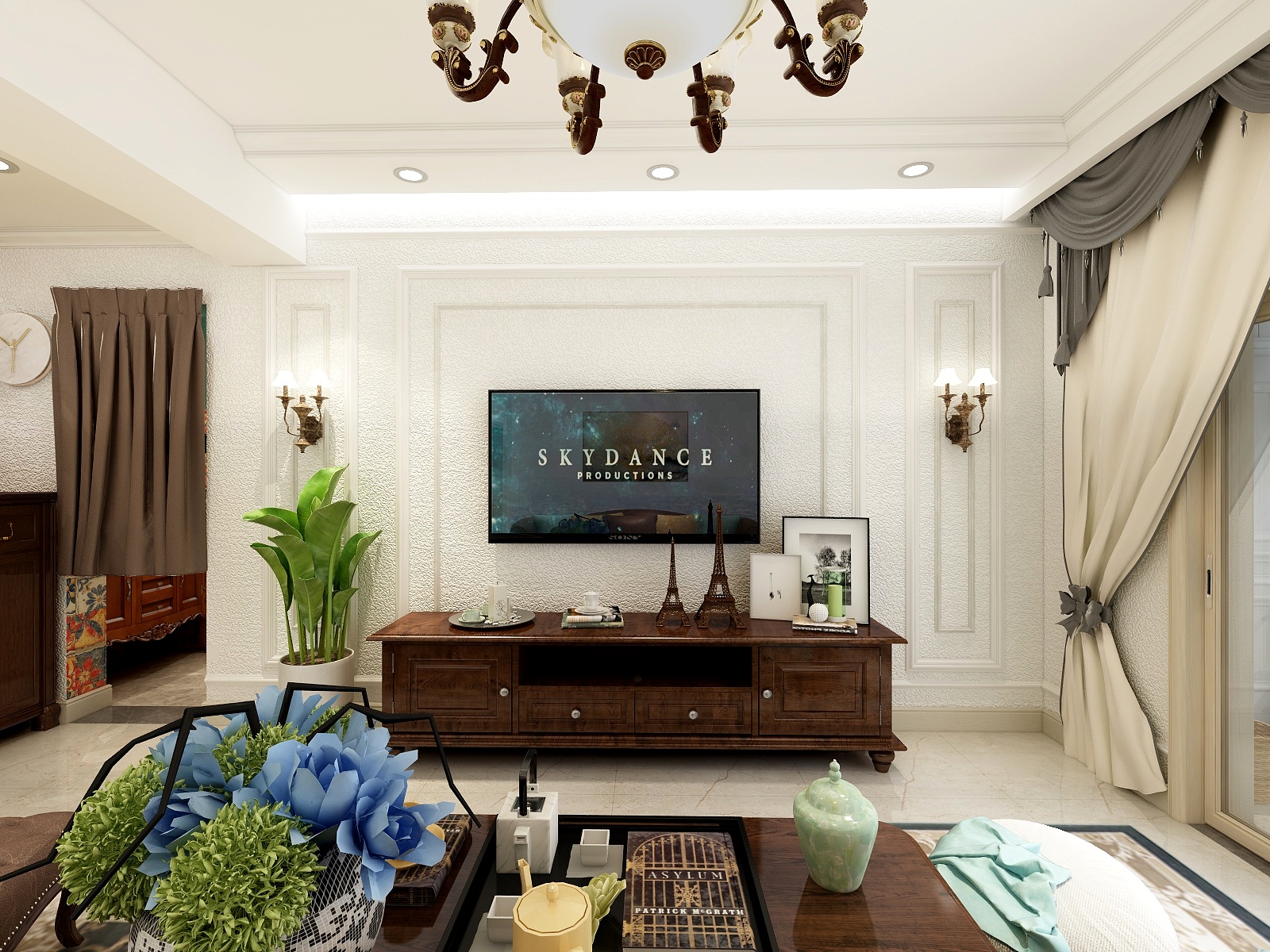 王尉鑫-129方美式三居装修效果图