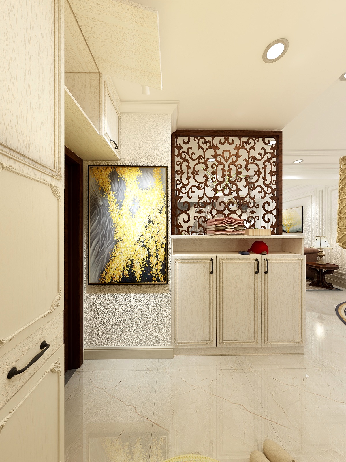 王尉鑫-129方美式三居一层客餐厅装修效果图第3张