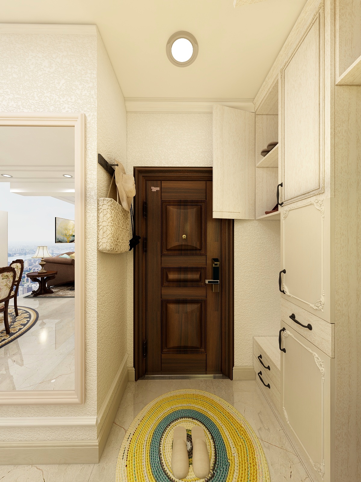 王尉鑫-129方美式三居一层客餐厅装修效果图第2张