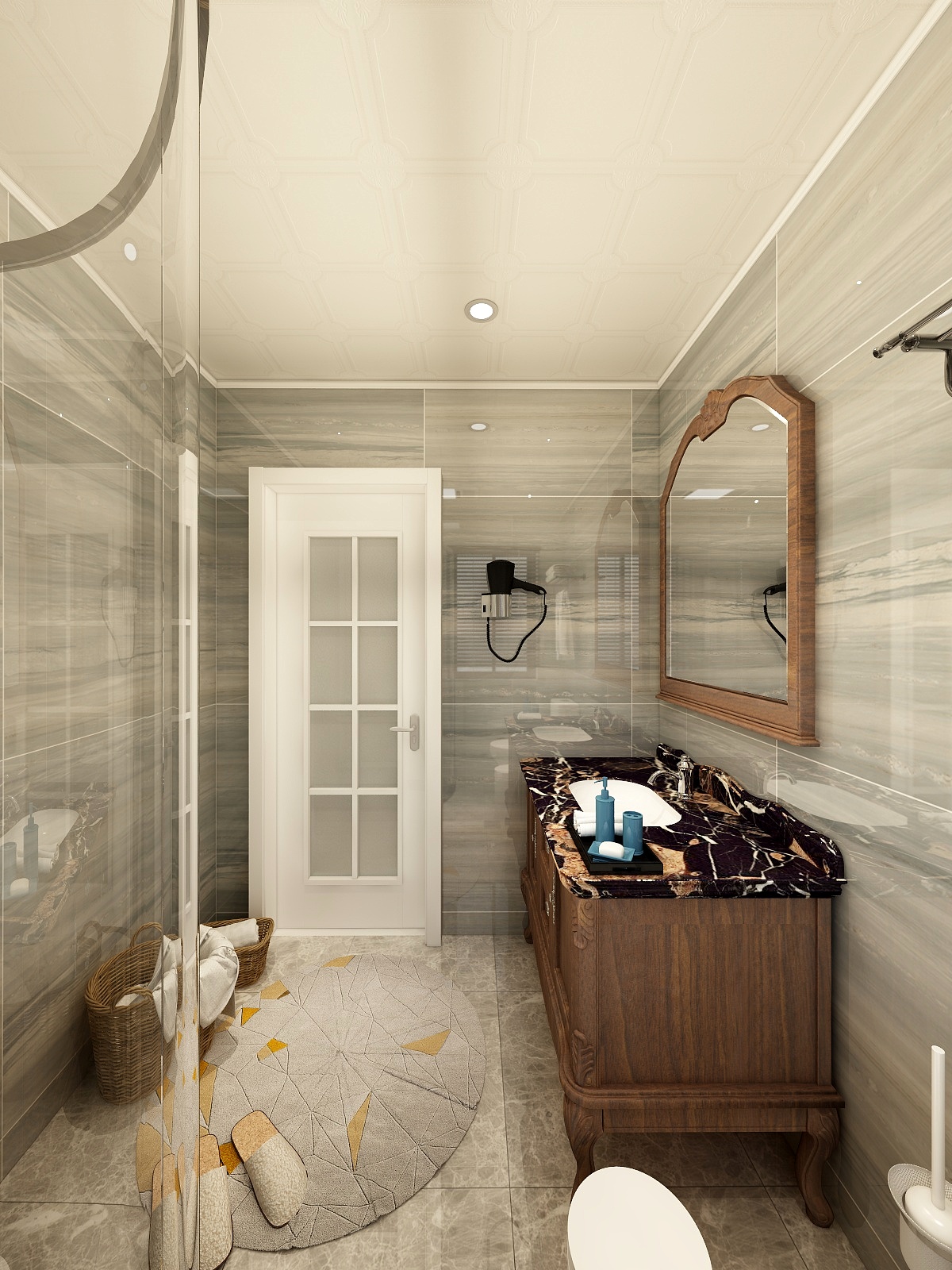 王尉鑫-129方美式三居一层卫生间装修效果图第2张