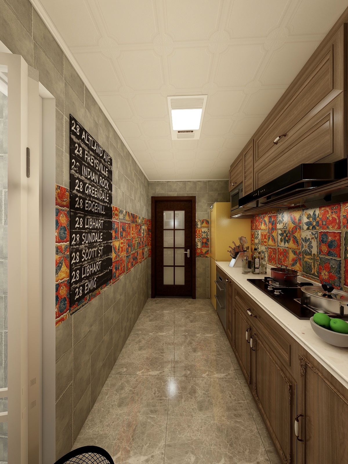 王尉鑫-129方美式三居一层厨房装修效果图第1张