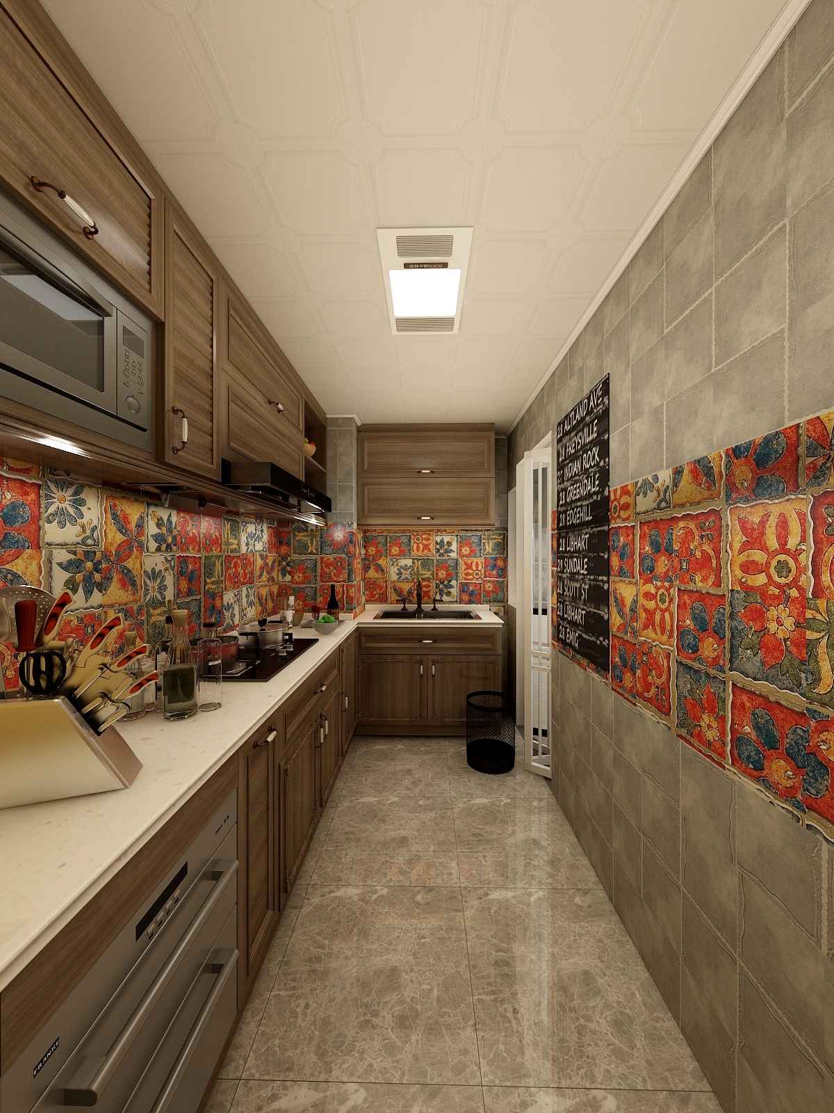 王尉鑫-129方美式三居一层厨房装修效果图第2张