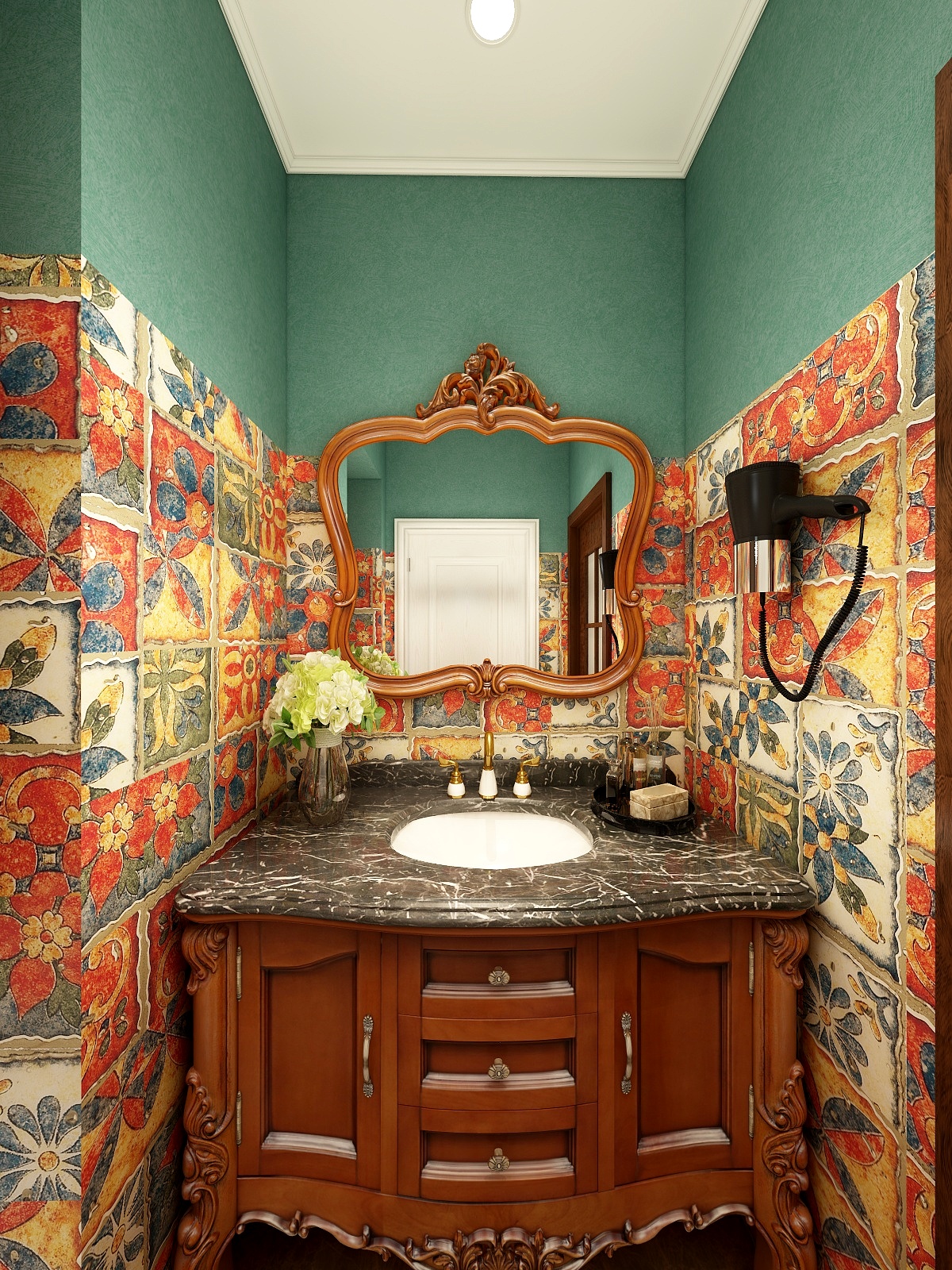 王尉鑫-129方美式三居一层洗漱间装修效果图第2张