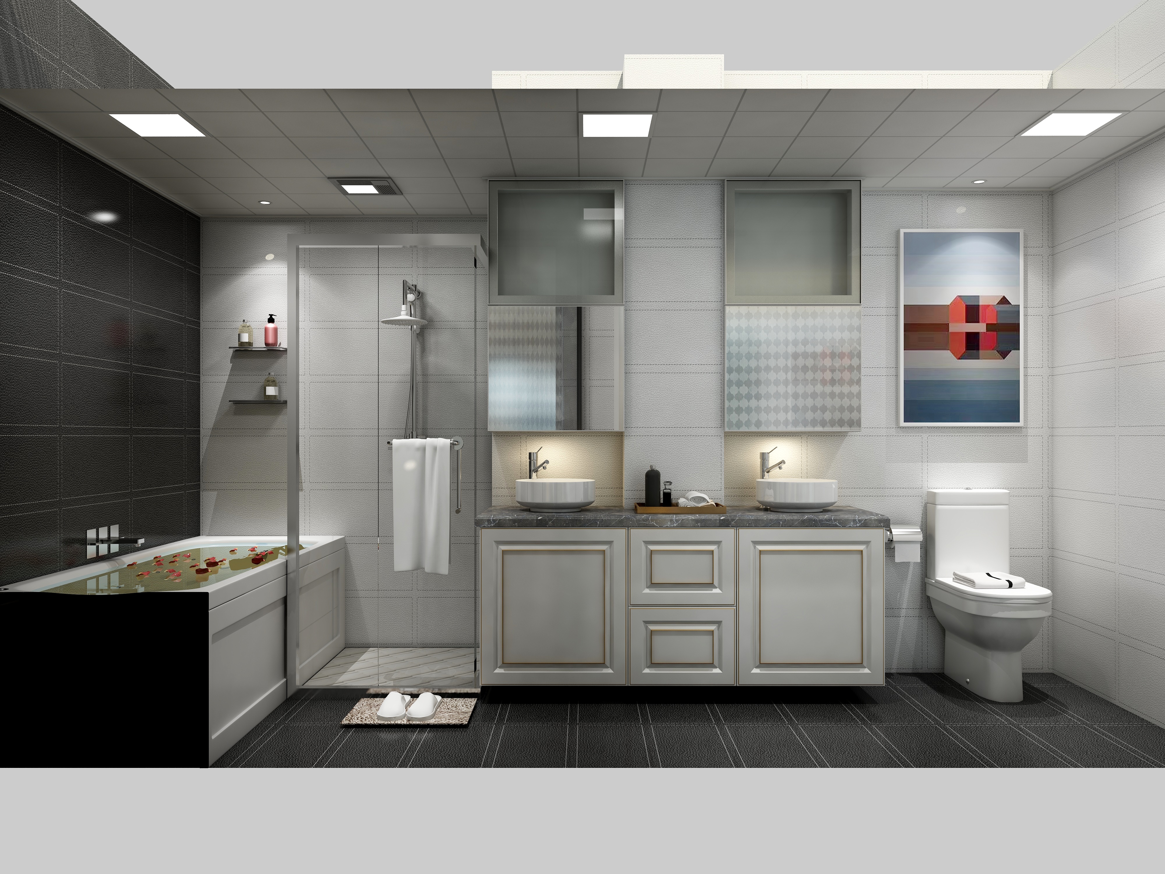 黄建-《爱丽舍》新古典|四居大平层一层主卫装修效果图第1张