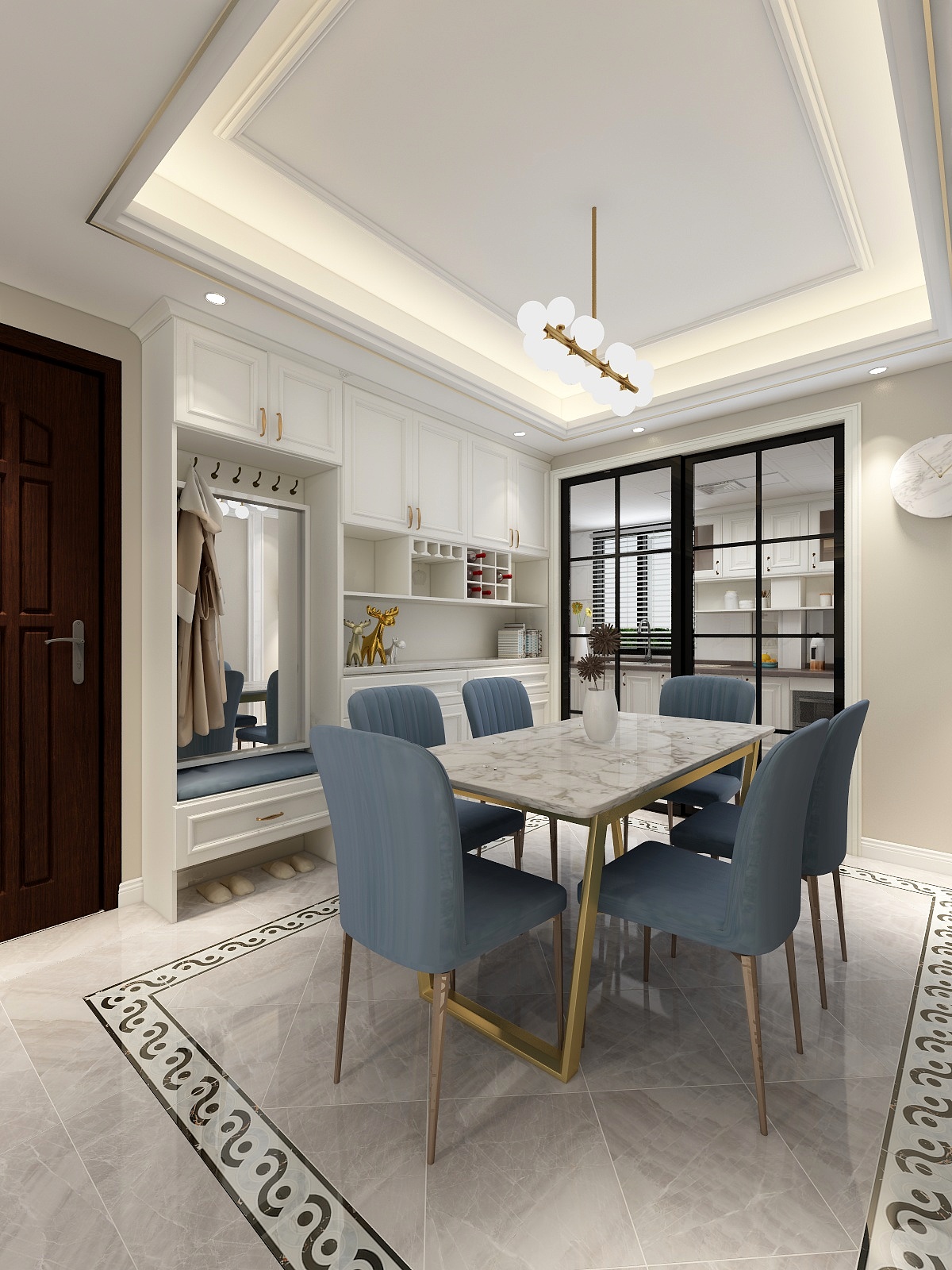 朱晨希-【轻奢混搭】欧洲城全屋设计一层客餐厅装修效果图第2张