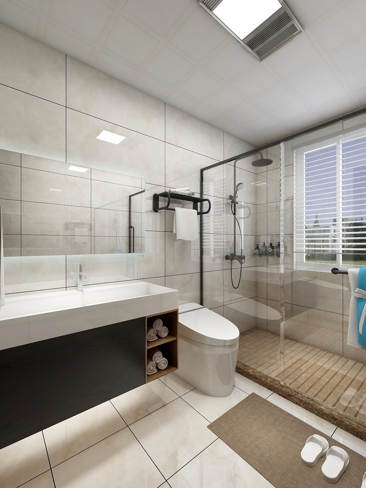 朱晨希-【轻奢混搭】欧洲城全屋设计一层卫生间装修效果图第1张