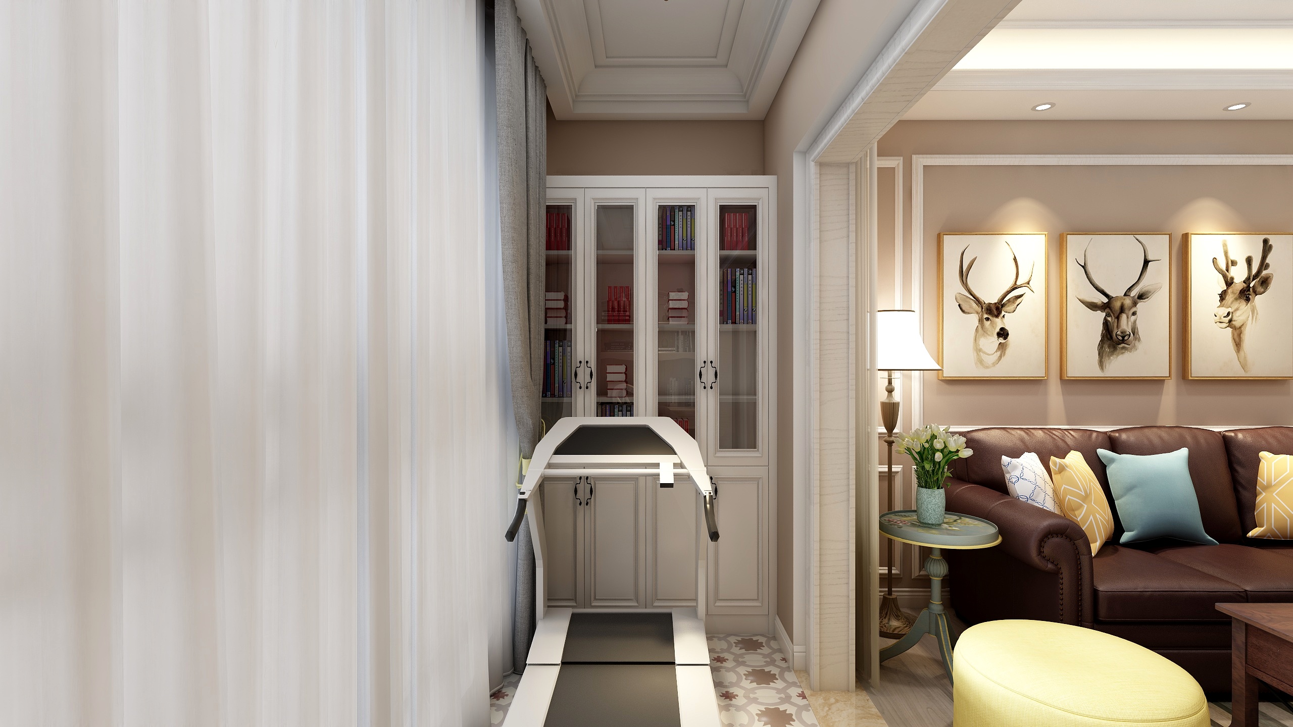 郑宇阳-经典美式|优雅曼哈顿一层阳台装修效果图第2张