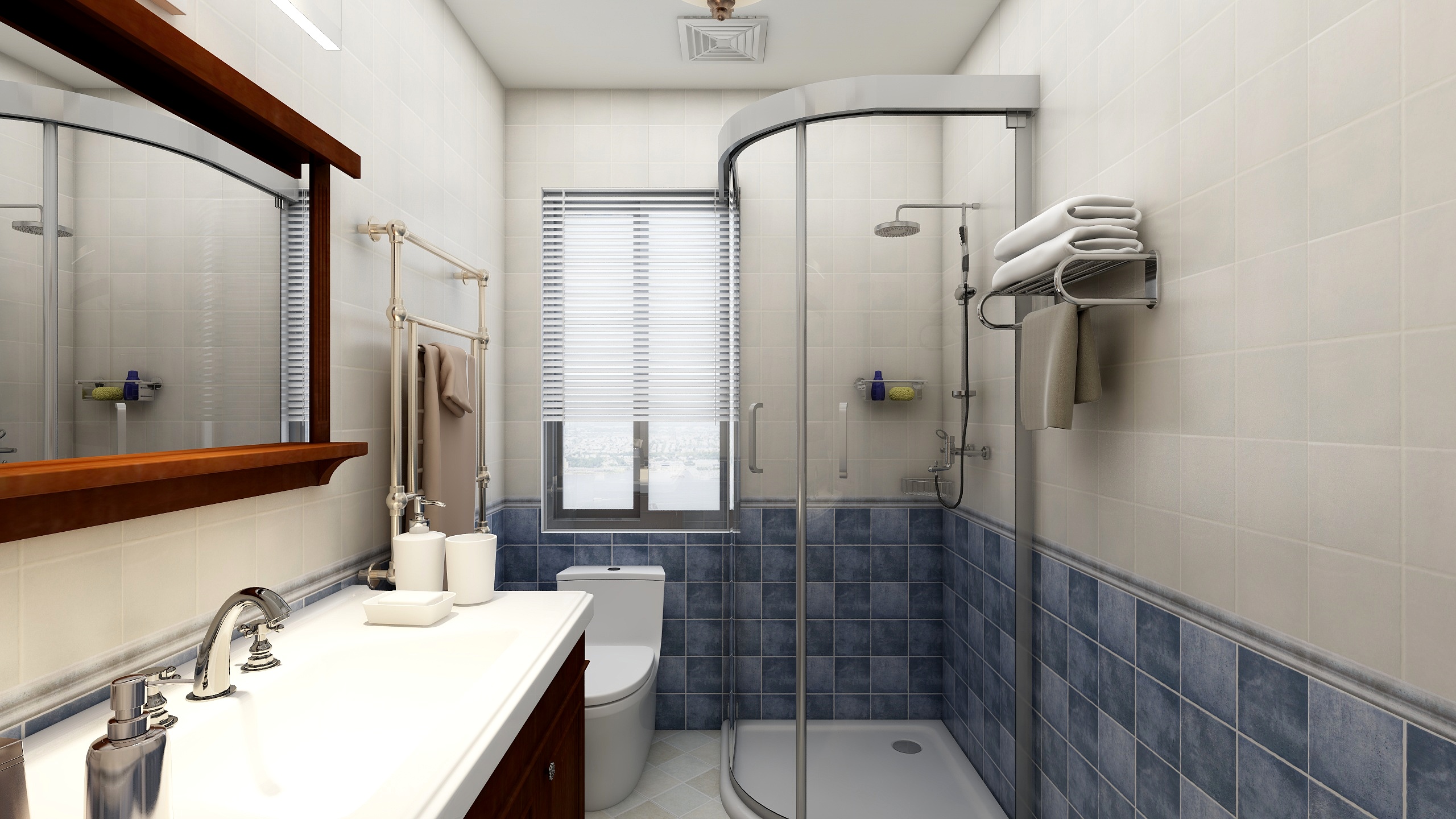 郑宇阳-经典美式|优雅曼哈顿一层卫生间装修效果图第1张