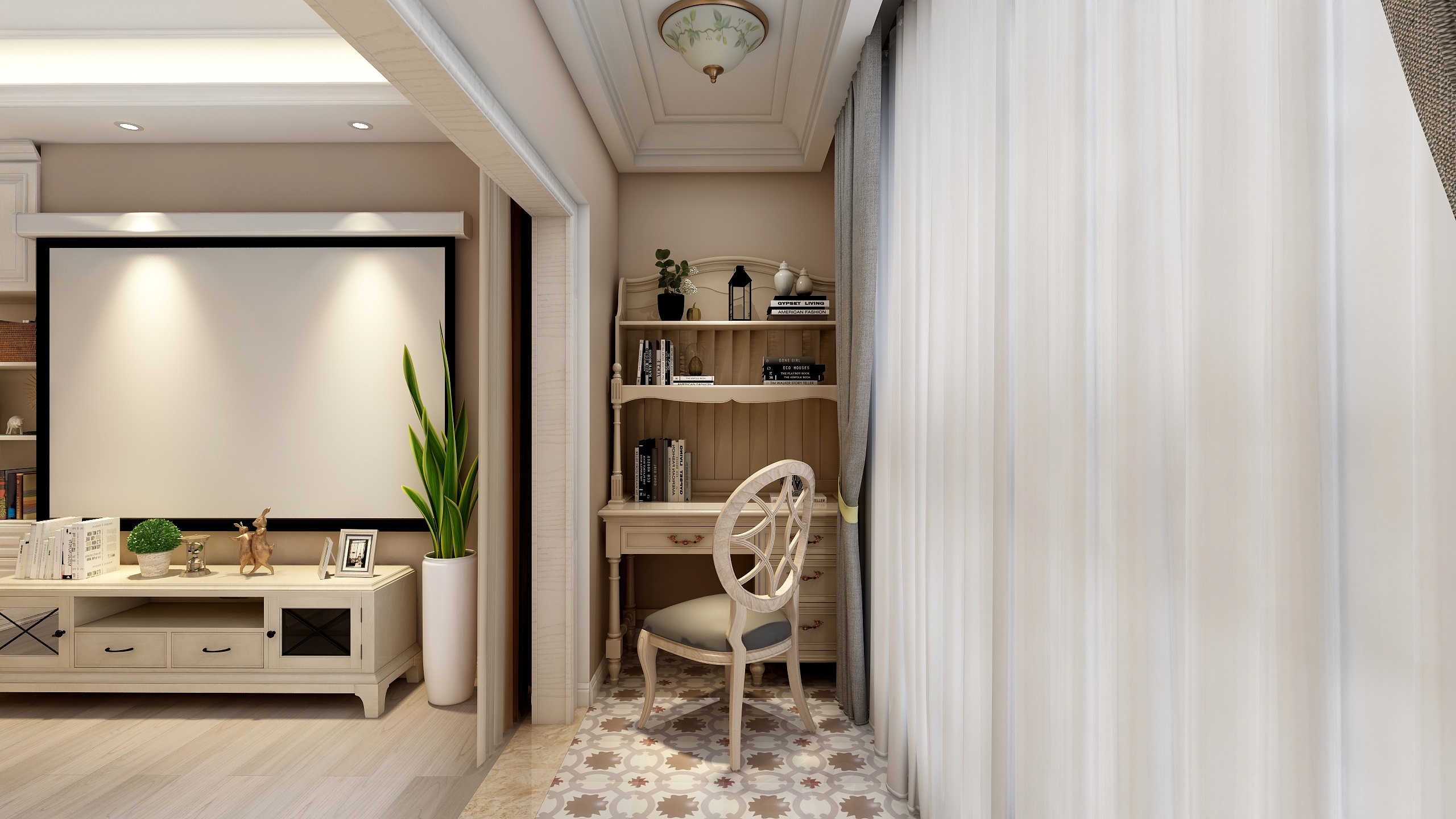 郑宇阳-经典美式|优雅曼哈顿一层阳台装修效果图第1张