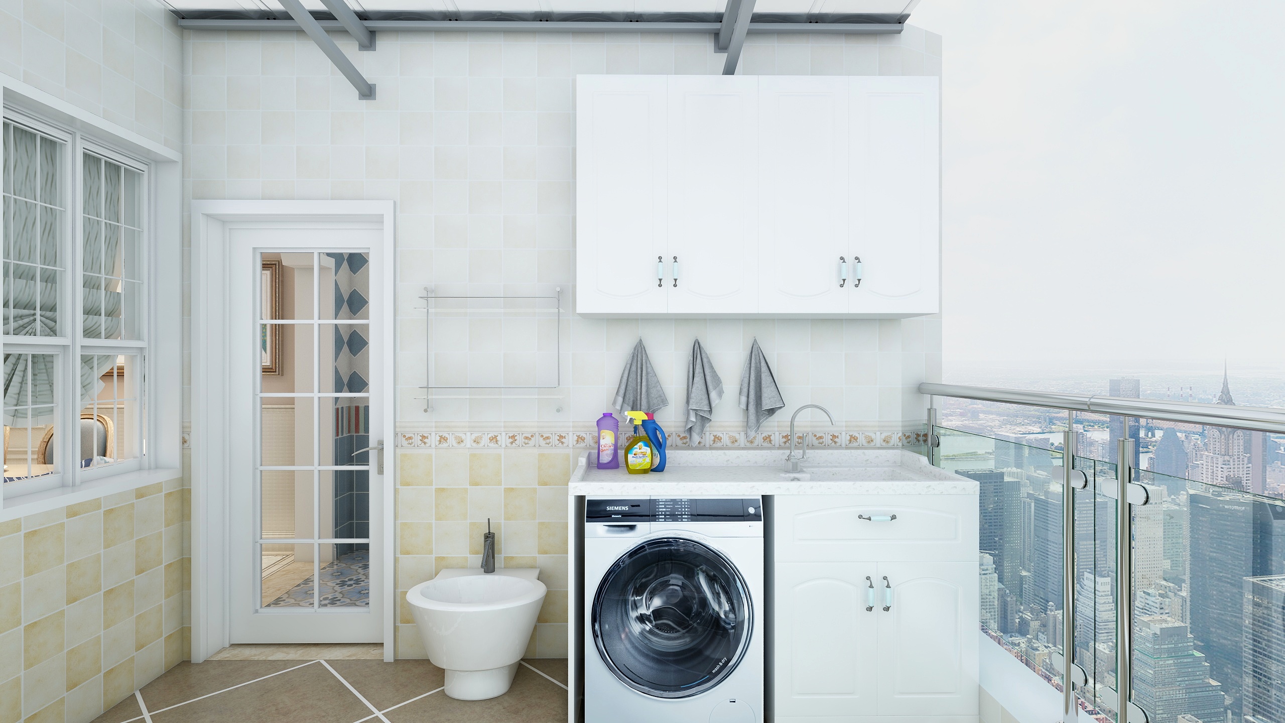 郑宇阳-经典美式|优雅曼哈顿一层露台（无顶）装修效果图第1张