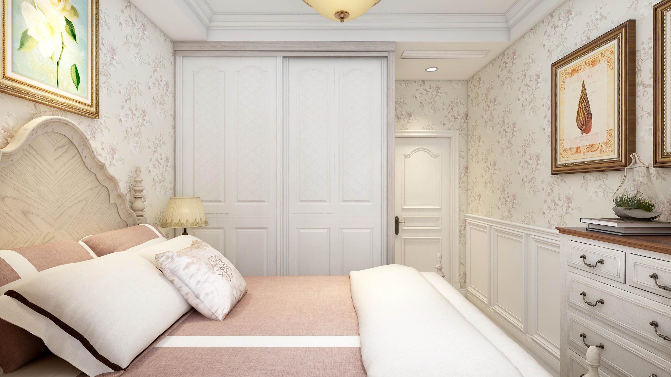 郑宇阳-经典美式|优雅曼哈顿一层次卧装修效果图第1张