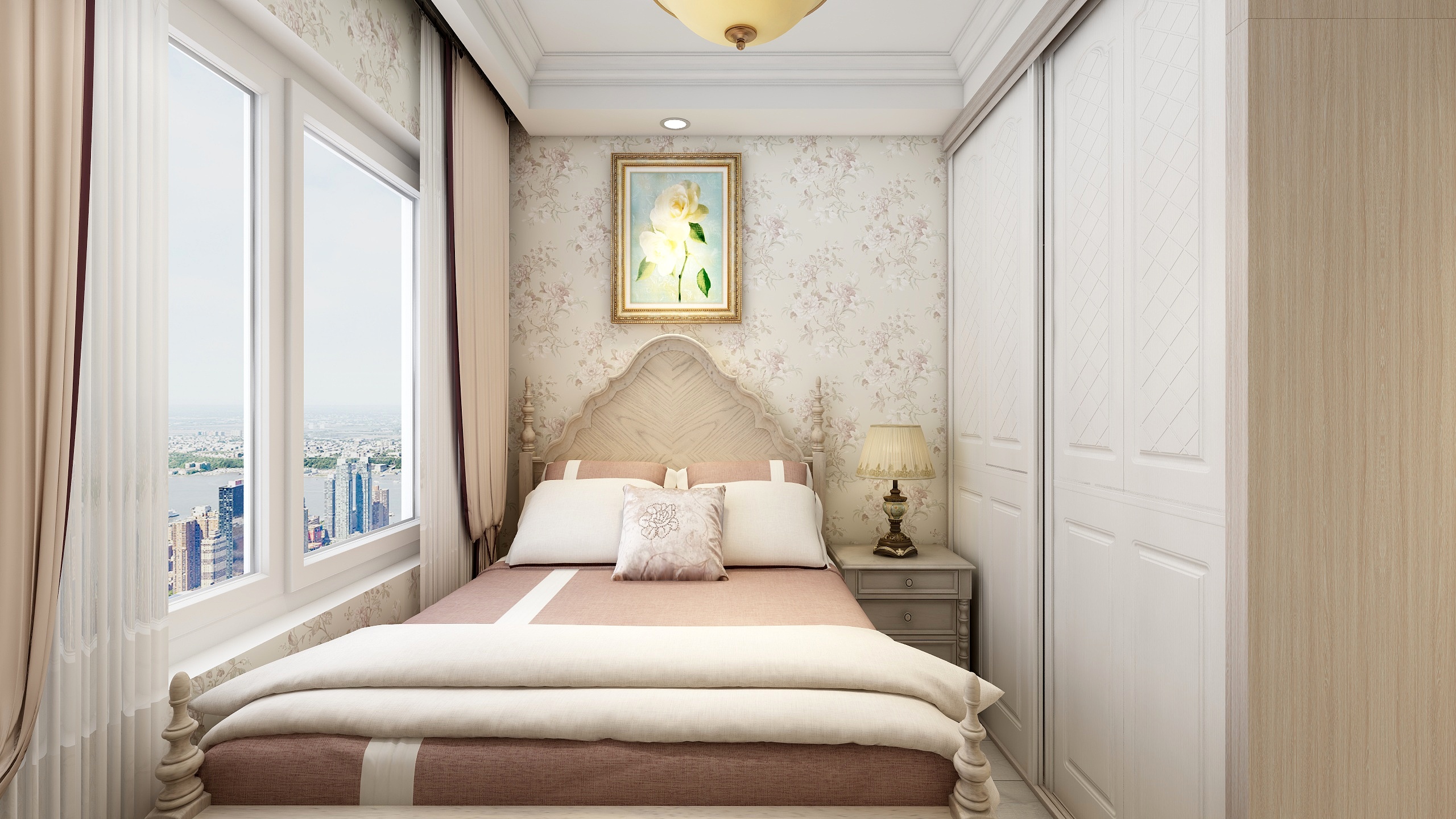 郑宇阳-经典美式|优雅曼哈顿一层次卧装修效果图第2张