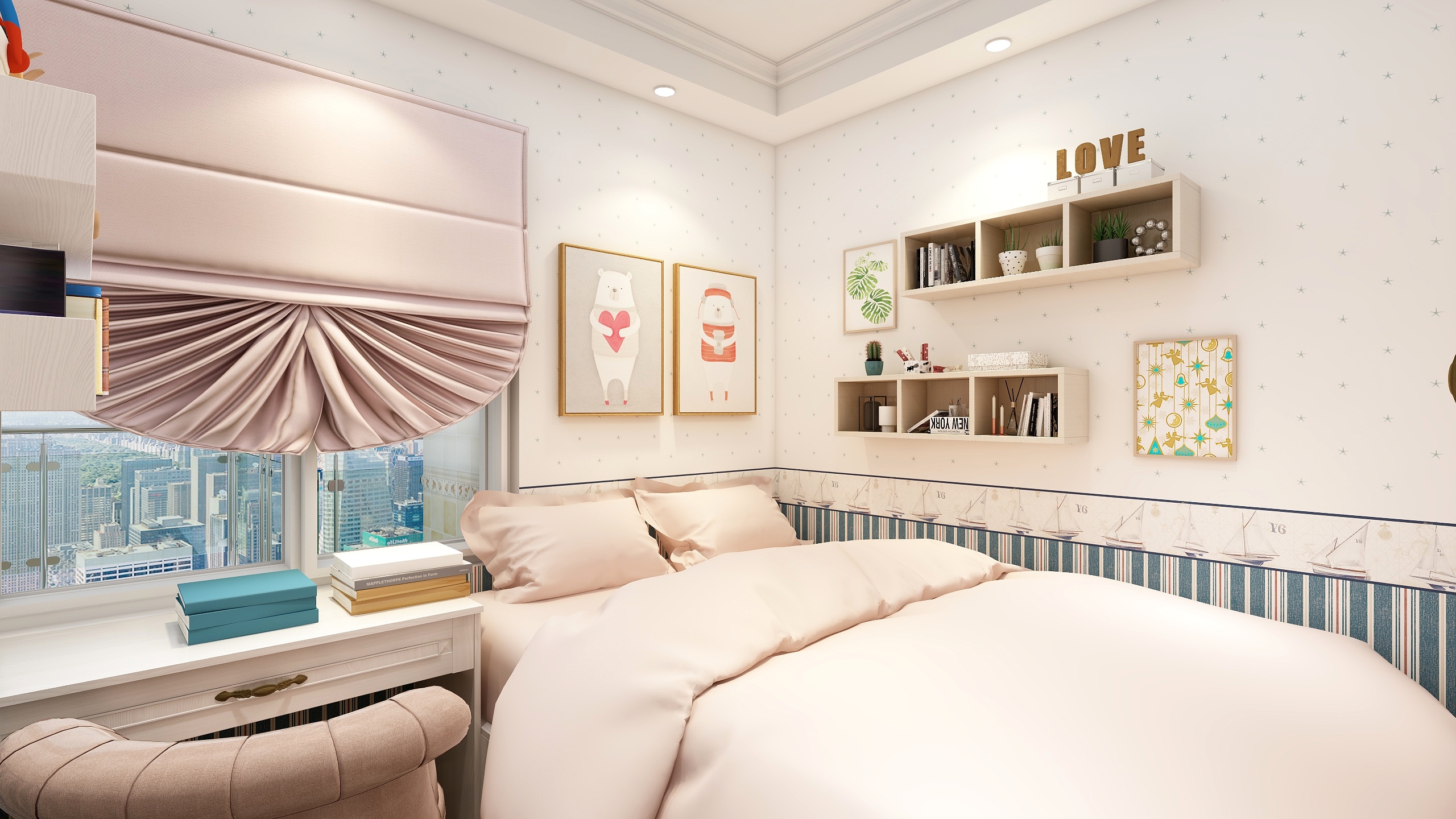 郑宇阳-经典美式|优雅曼哈顿一层儿童房装修效果图第3张