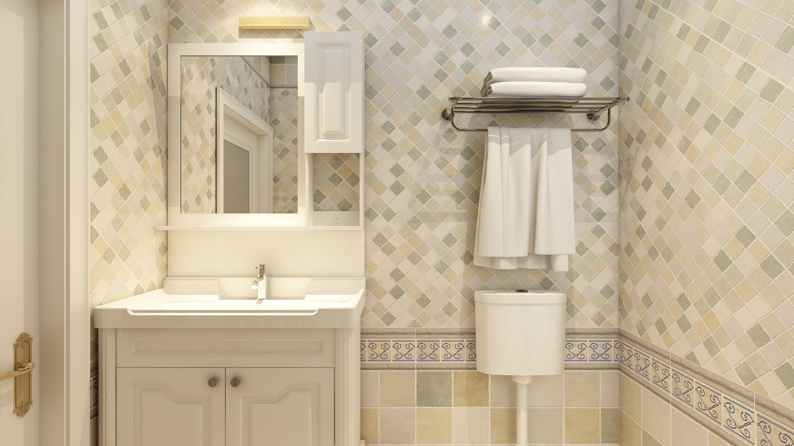 郑宇阳-经典美式|优雅曼哈顿一层卫生间装修效果图第1张