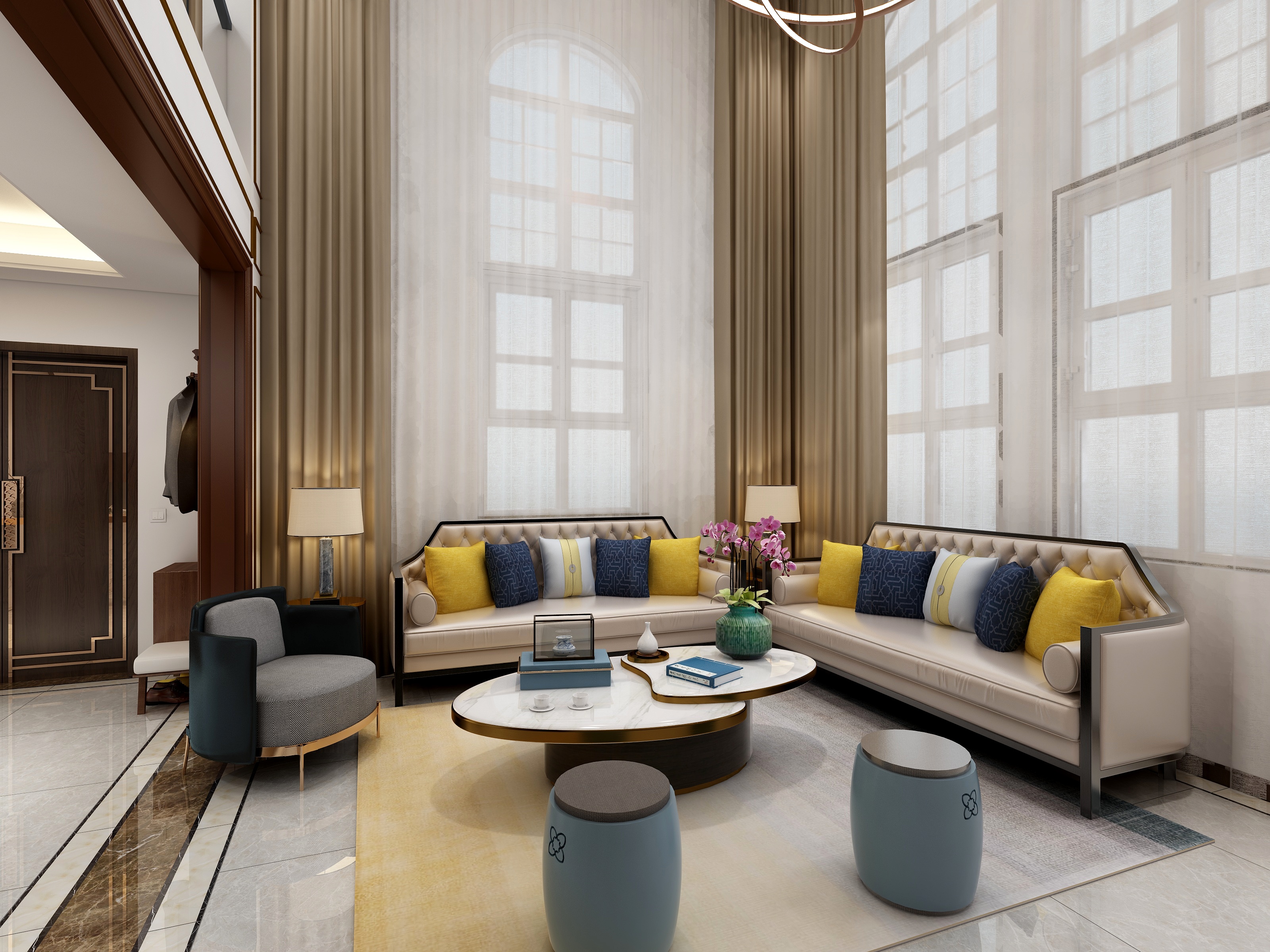 张福梅-新中式||锦湖苑别墅装修效果图