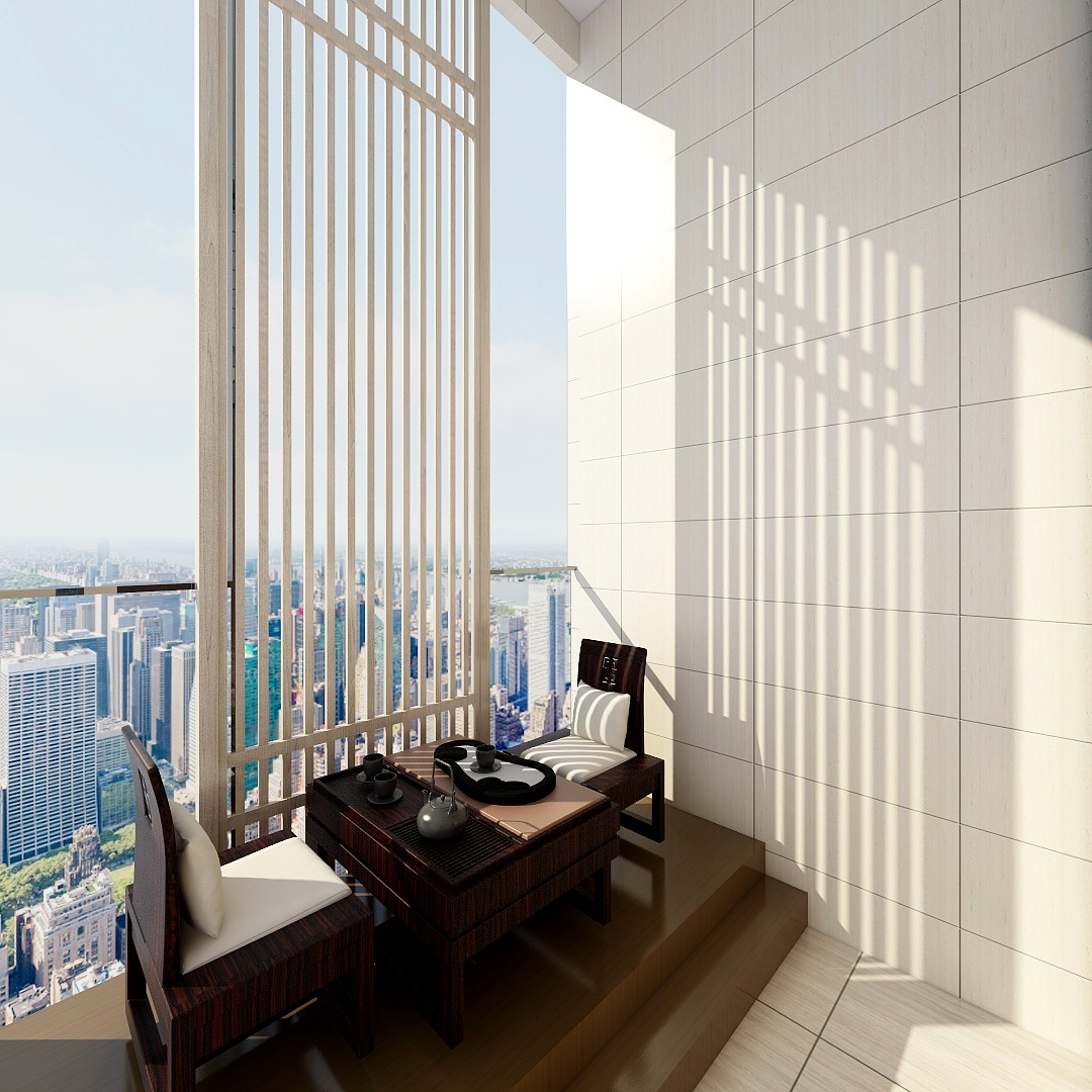 廸偉-天觀-35坪現代中式定制loft装修效果图