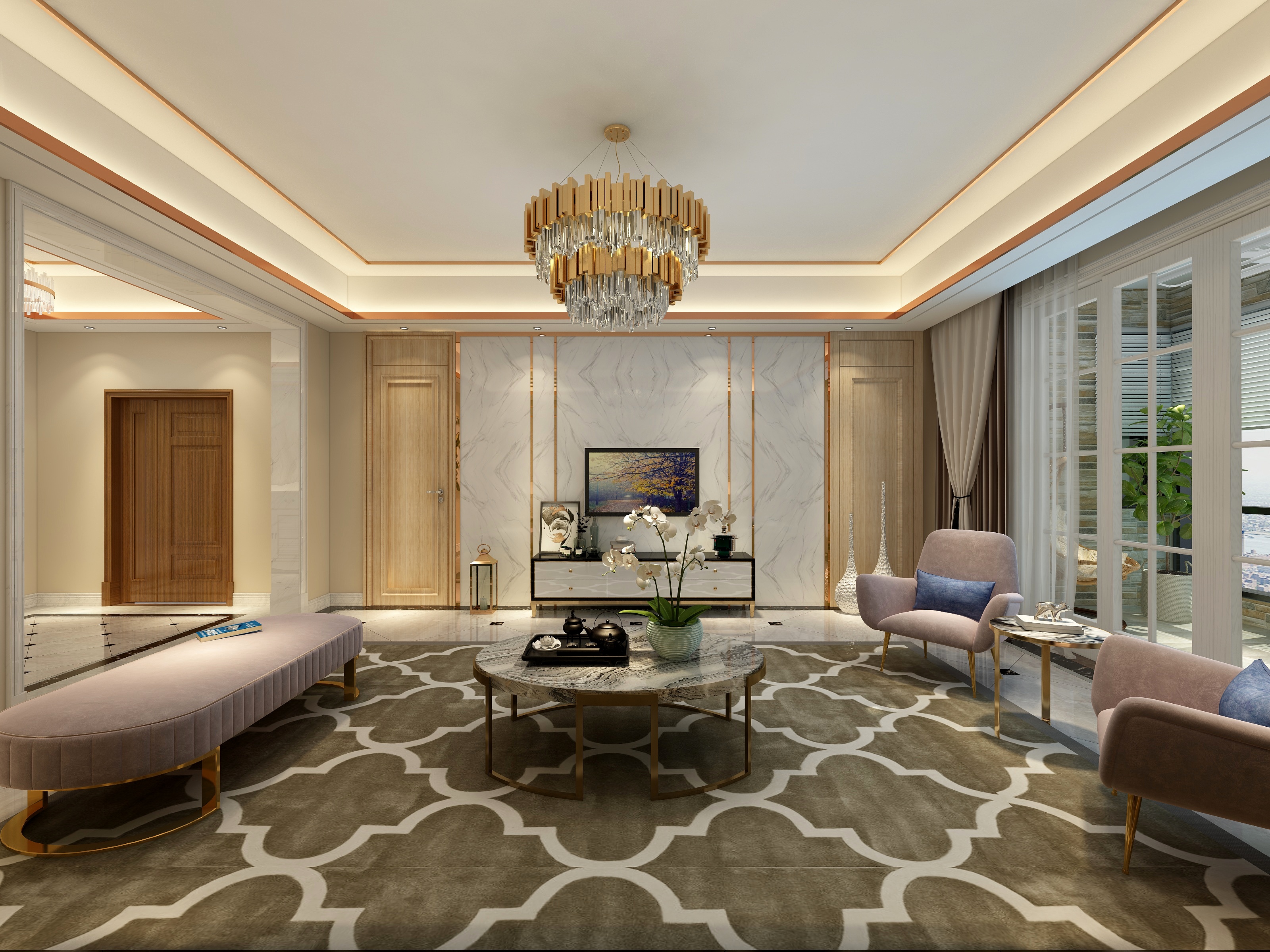 李立猛-情迷轻奢-现代四居装修效果图