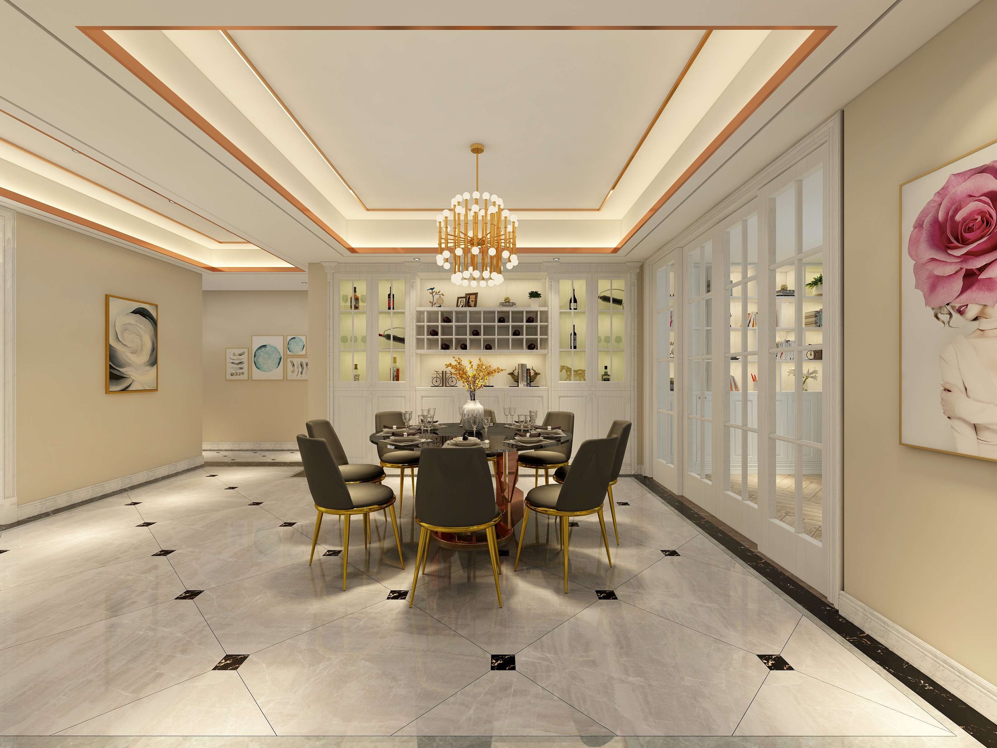 李立猛-情迷轻奢-现代四居装修效果图