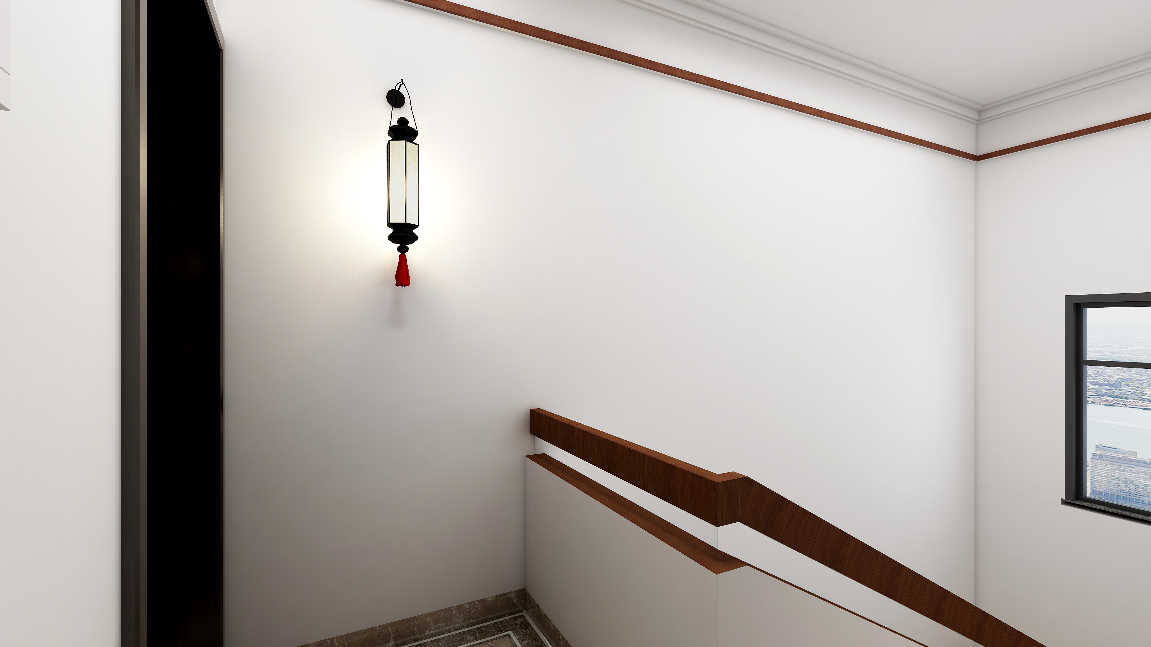 神马云在线-潘府--3F坡屋顶一层楼梯间装修效果图第1张