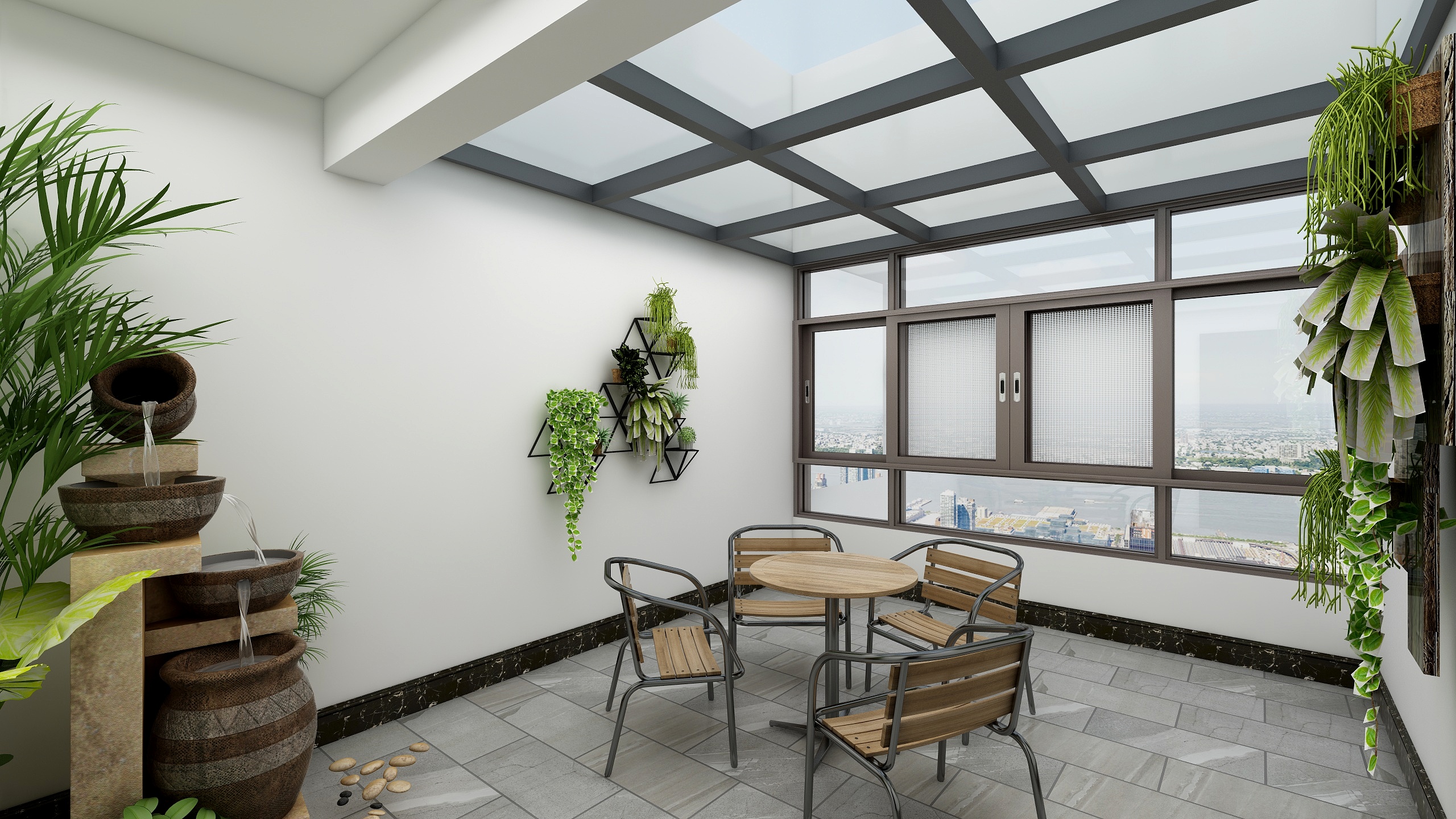 神马云在线-潘府--3F坡屋顶一层露台（无顶）装修效果图第1张