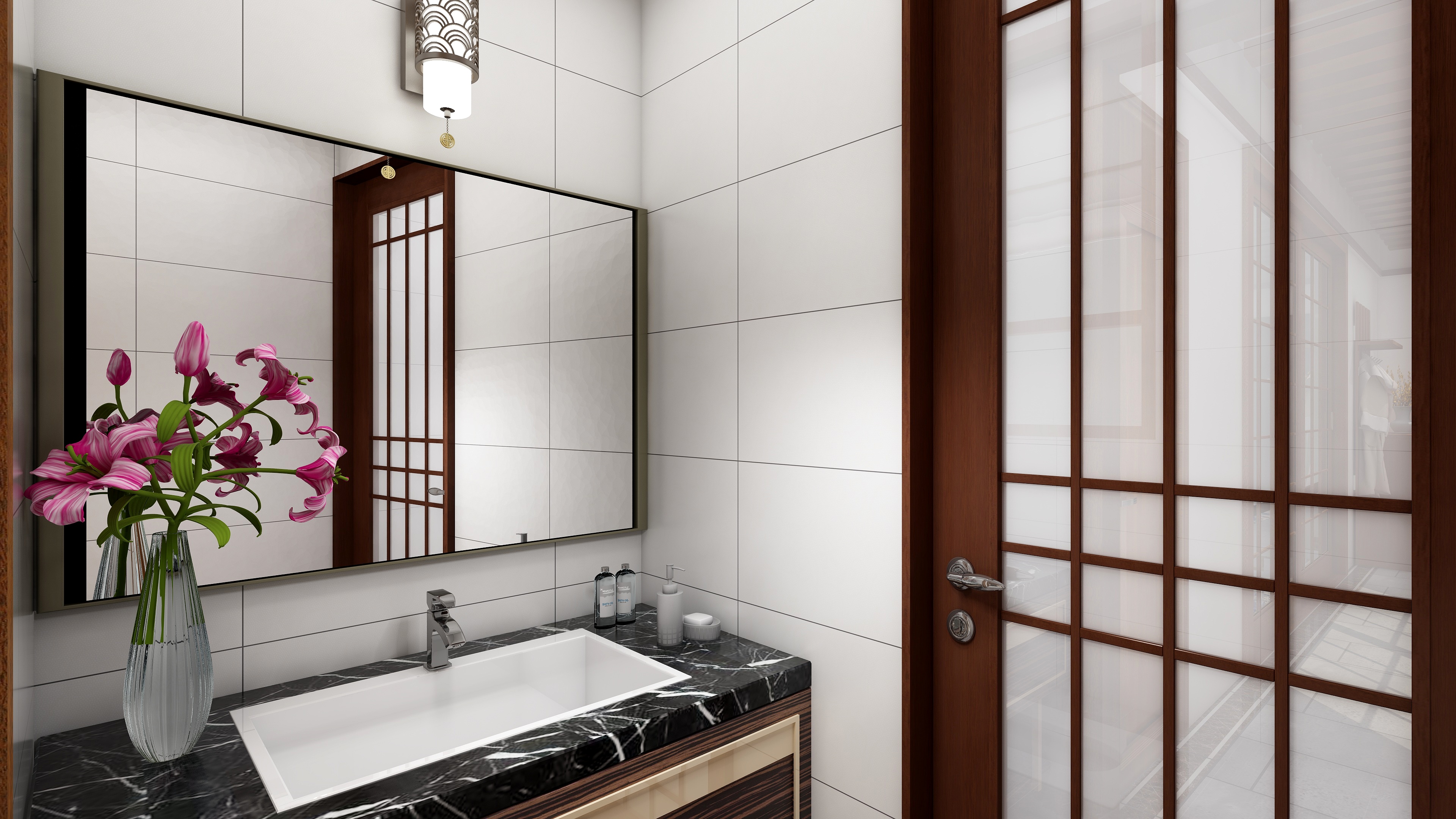 神马云在线-潘府--3F坡屋顶一层洗手间装修效果图第1张