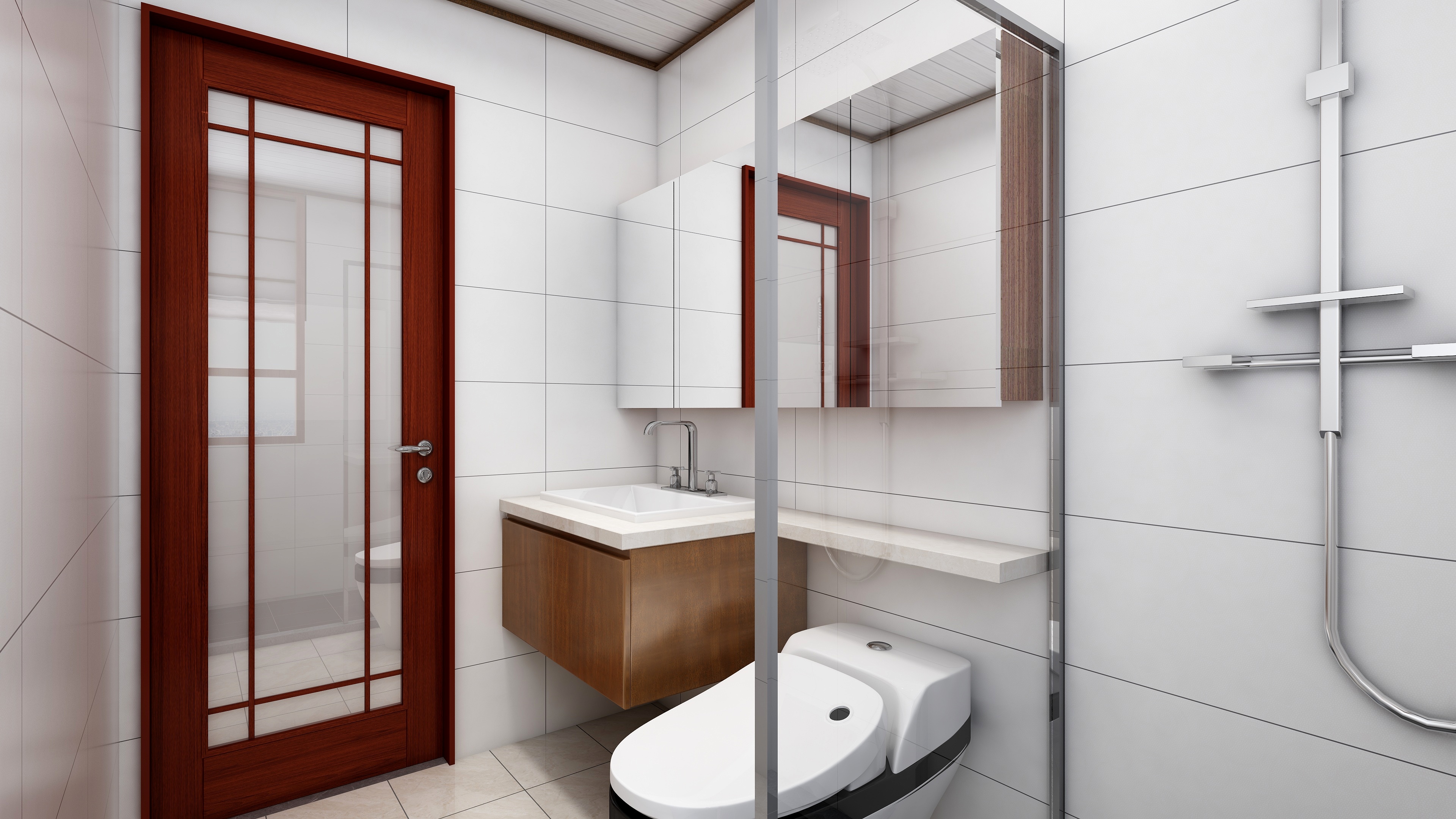 神马云在线-潘府--3F坡屋顶一层主卫装修效果图第2张