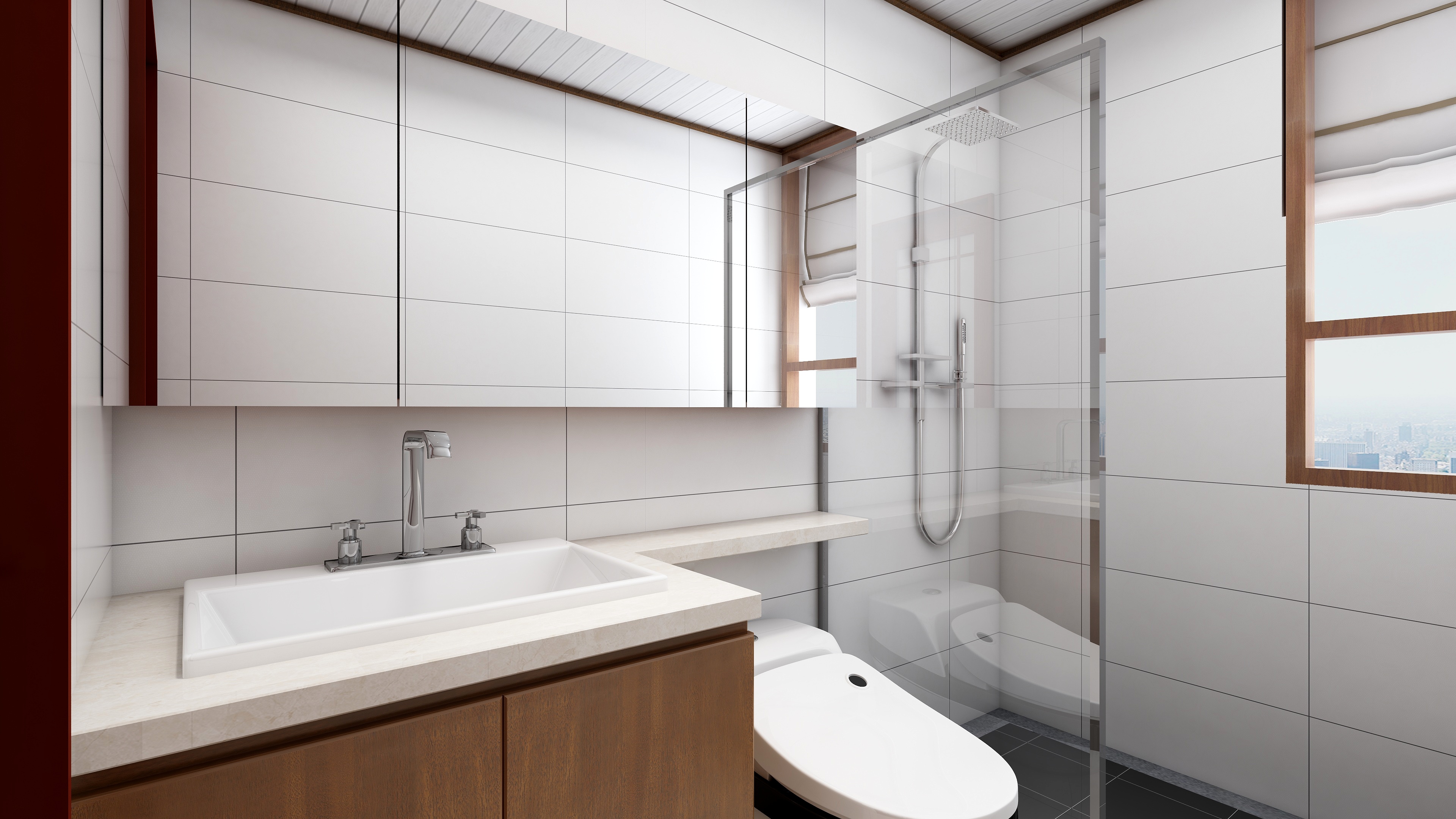 神马云在线-潘府--3F坡屋顶一层主卫装修效果图第1张