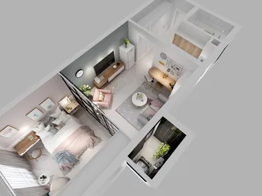 羽非设计-ins网红小屋装修俯视图