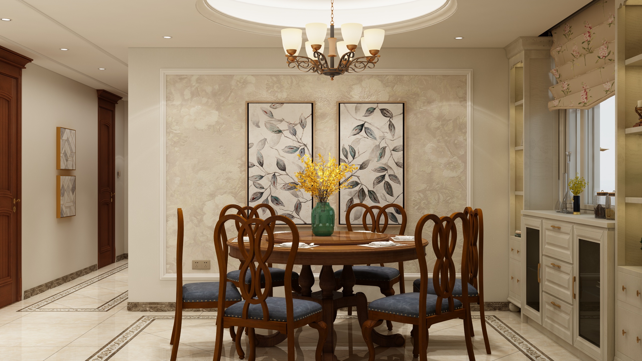 装修设计陈先生-170方田园美式三居装修效果图