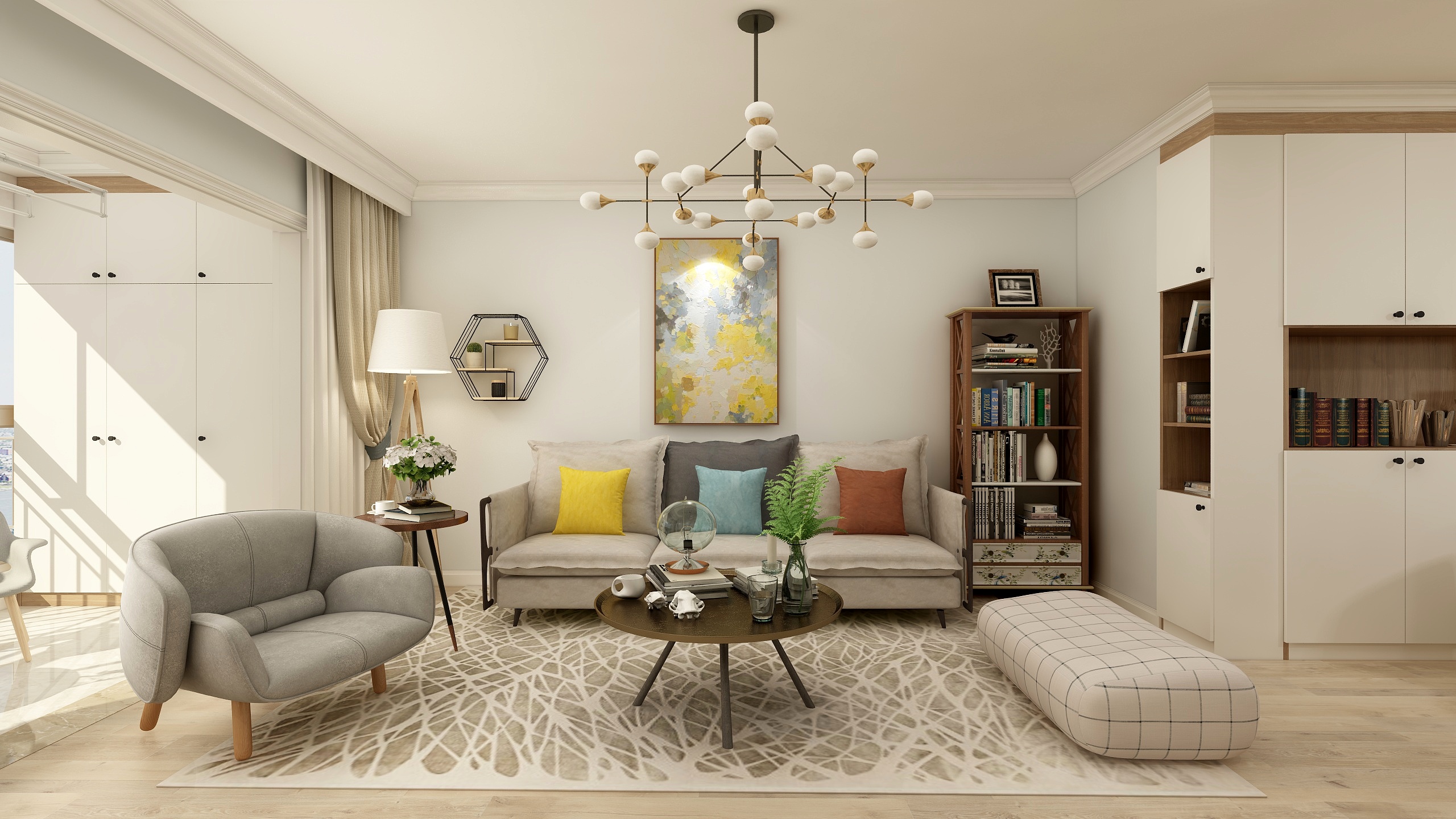 马龙龙-134方北欧三居装修效果图