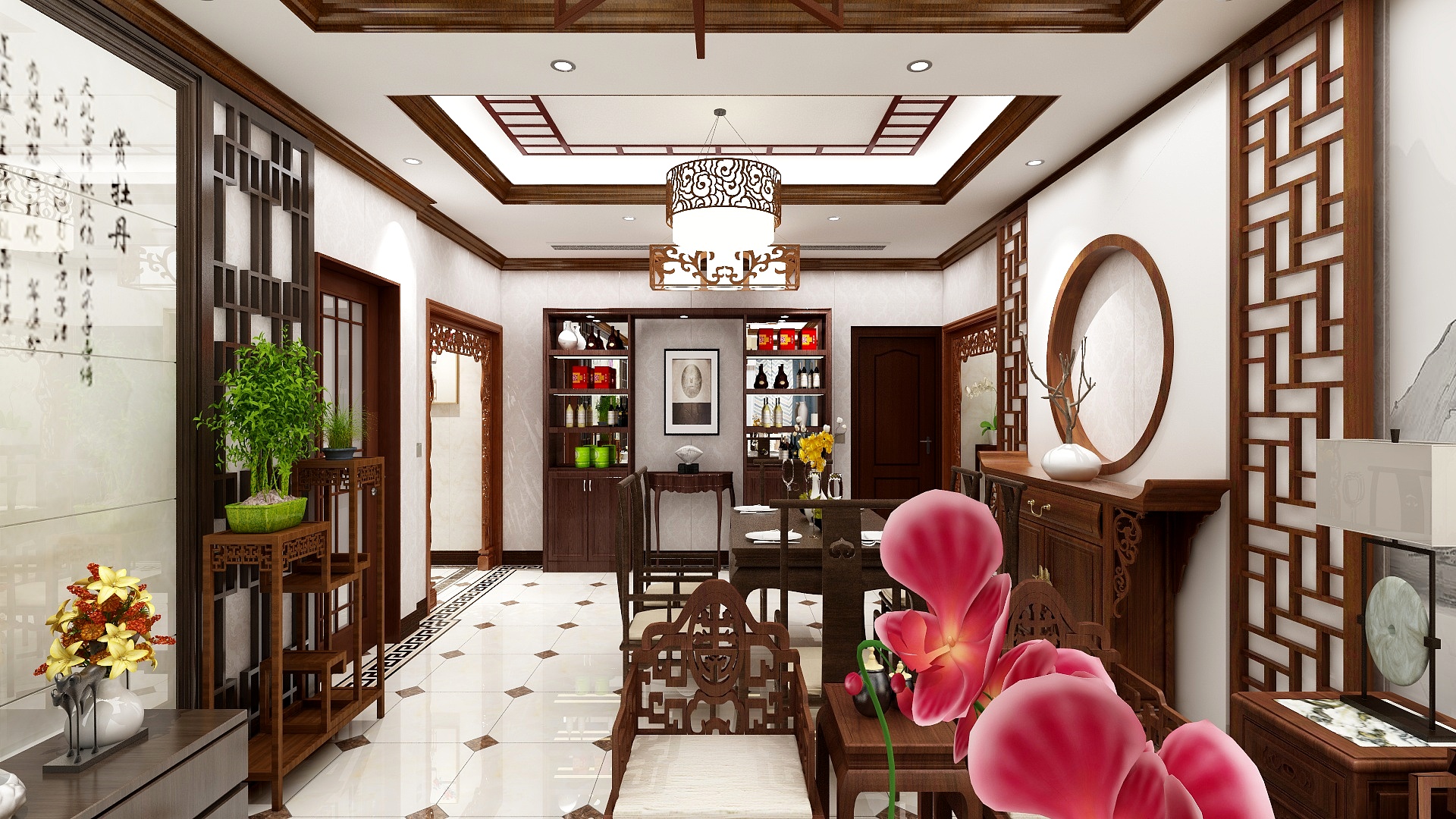 李锦元-中式客餐厅装修效果图