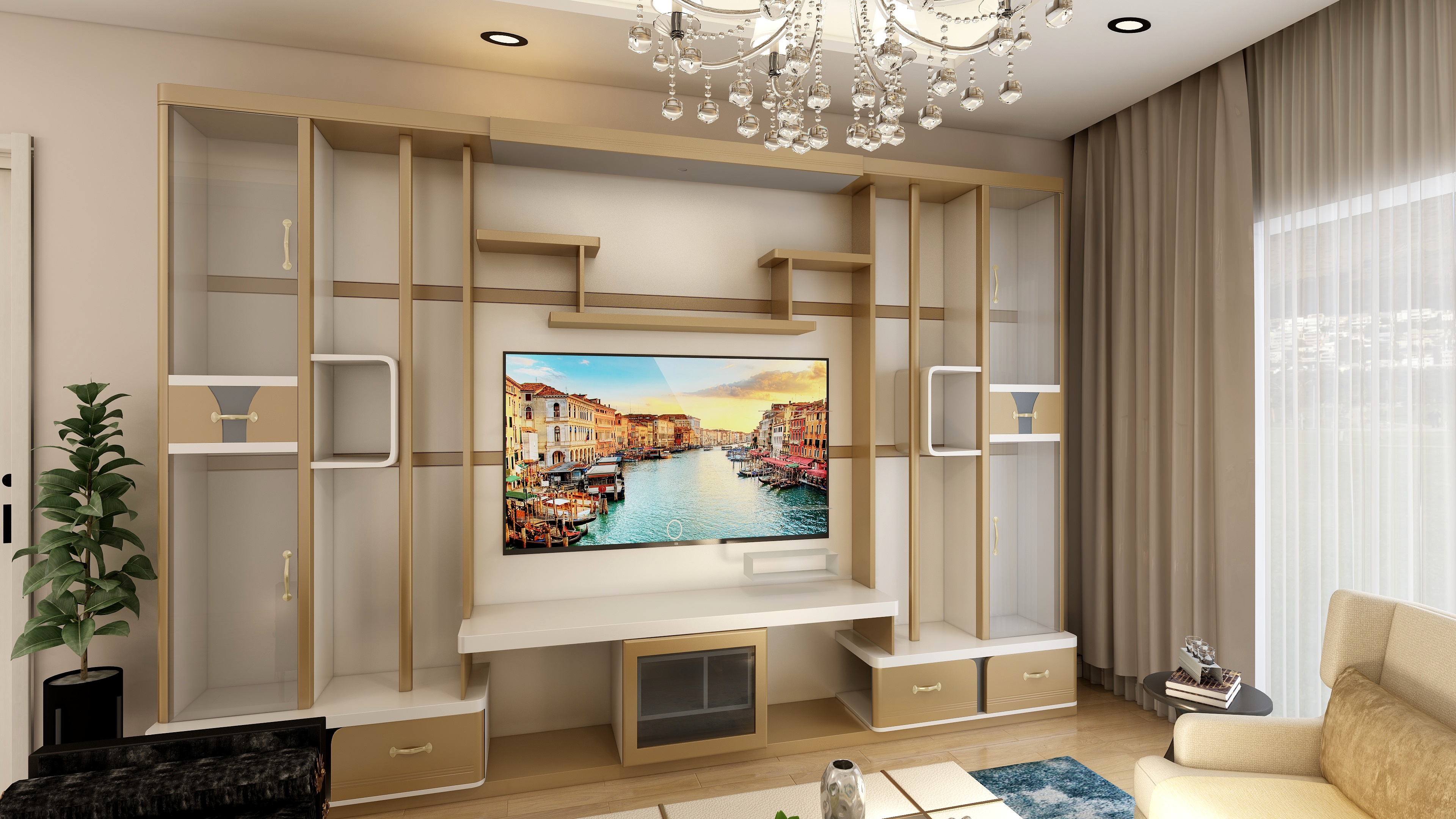 贺丶舍里-锦美南华福59.68㎡二期A10户型1室2厅1卫1厨-装修设计方案