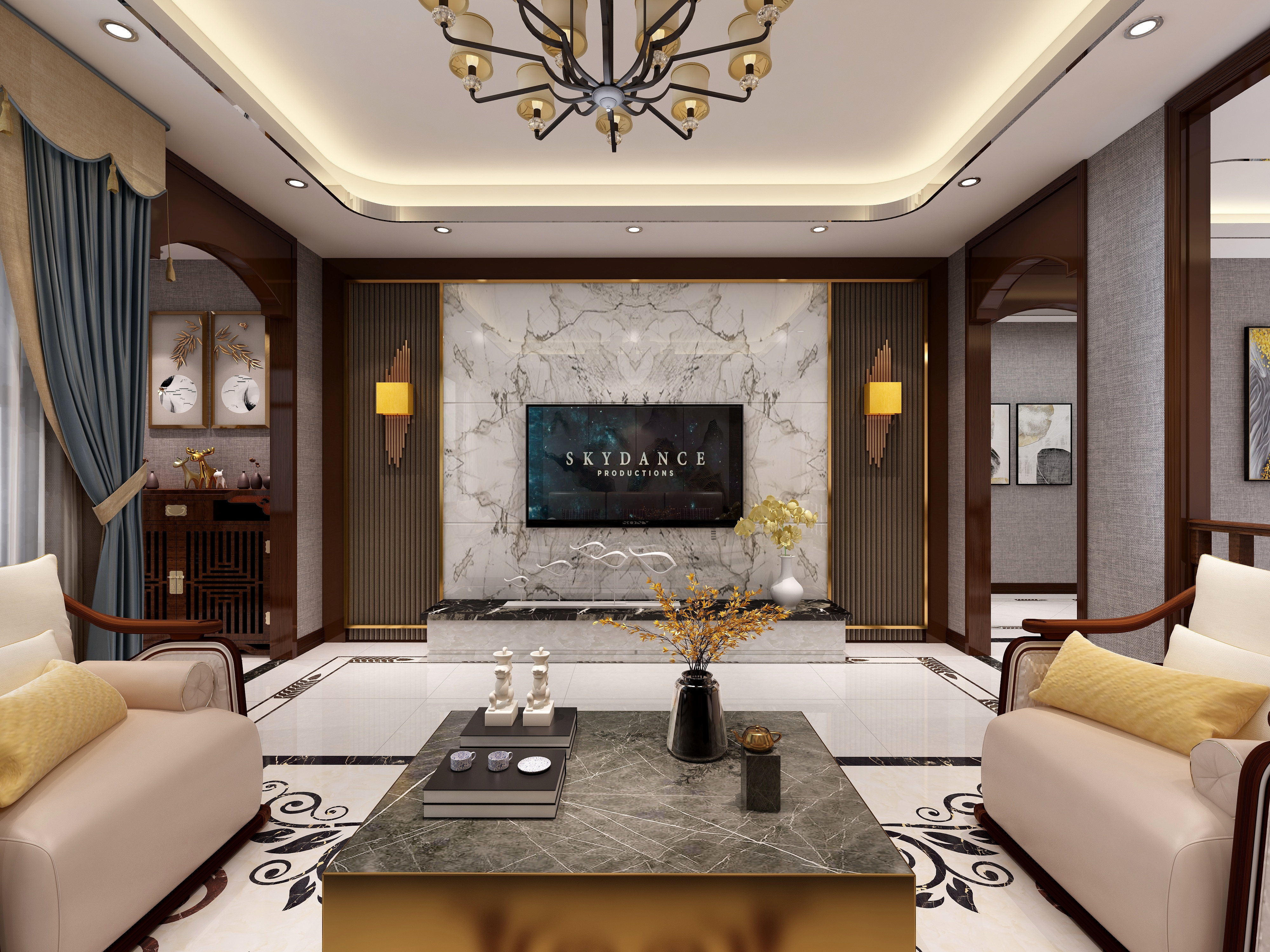 欧阳雪健-147㎡新中式别墅装修效果图