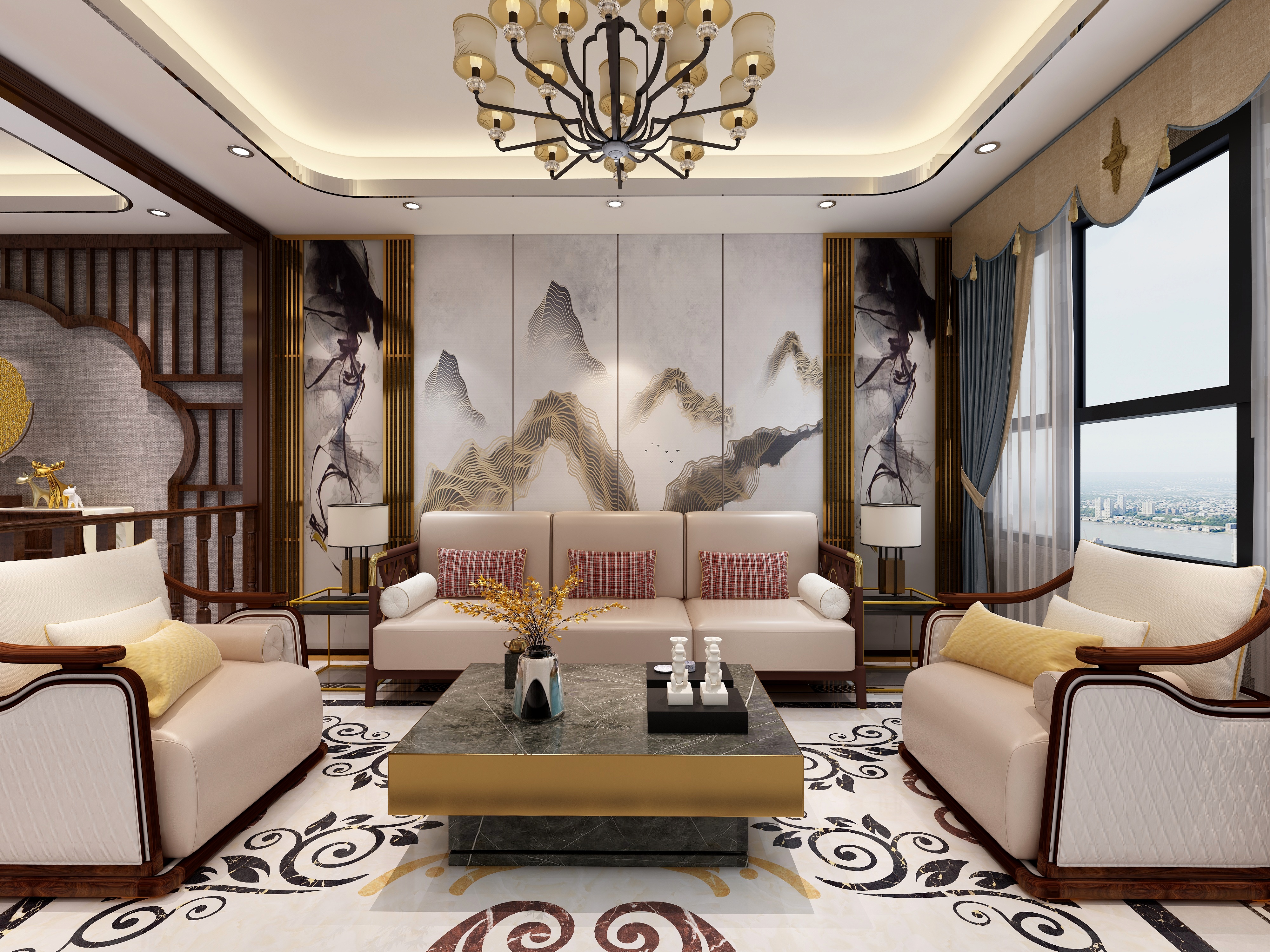 欧阳雪健-147㎡新中式别墅装修效果图