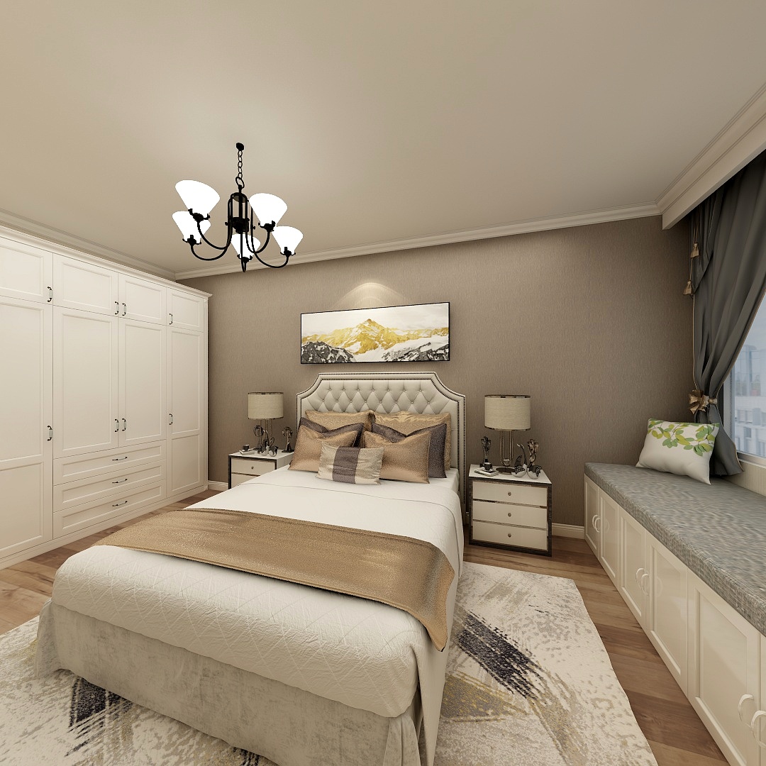 e设计师-97方简美二居一层主卧装修效果图第3张