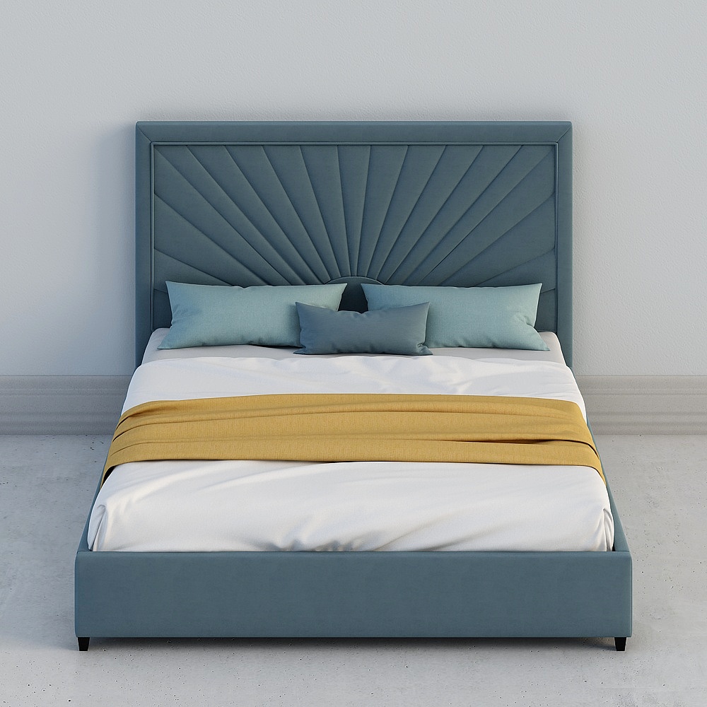 优梵艺术Bronte北欧风主卧室一米八软靠布艺床双人小户型现代婚床3D模型