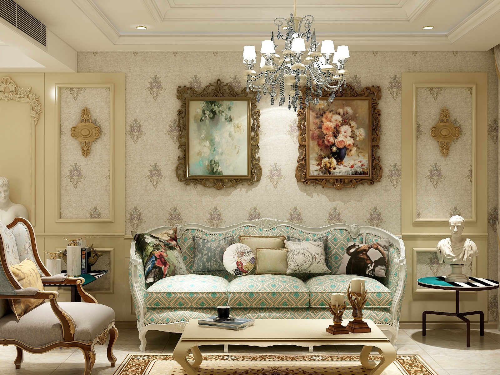 undefined-110㎡欧式三居装修效果图