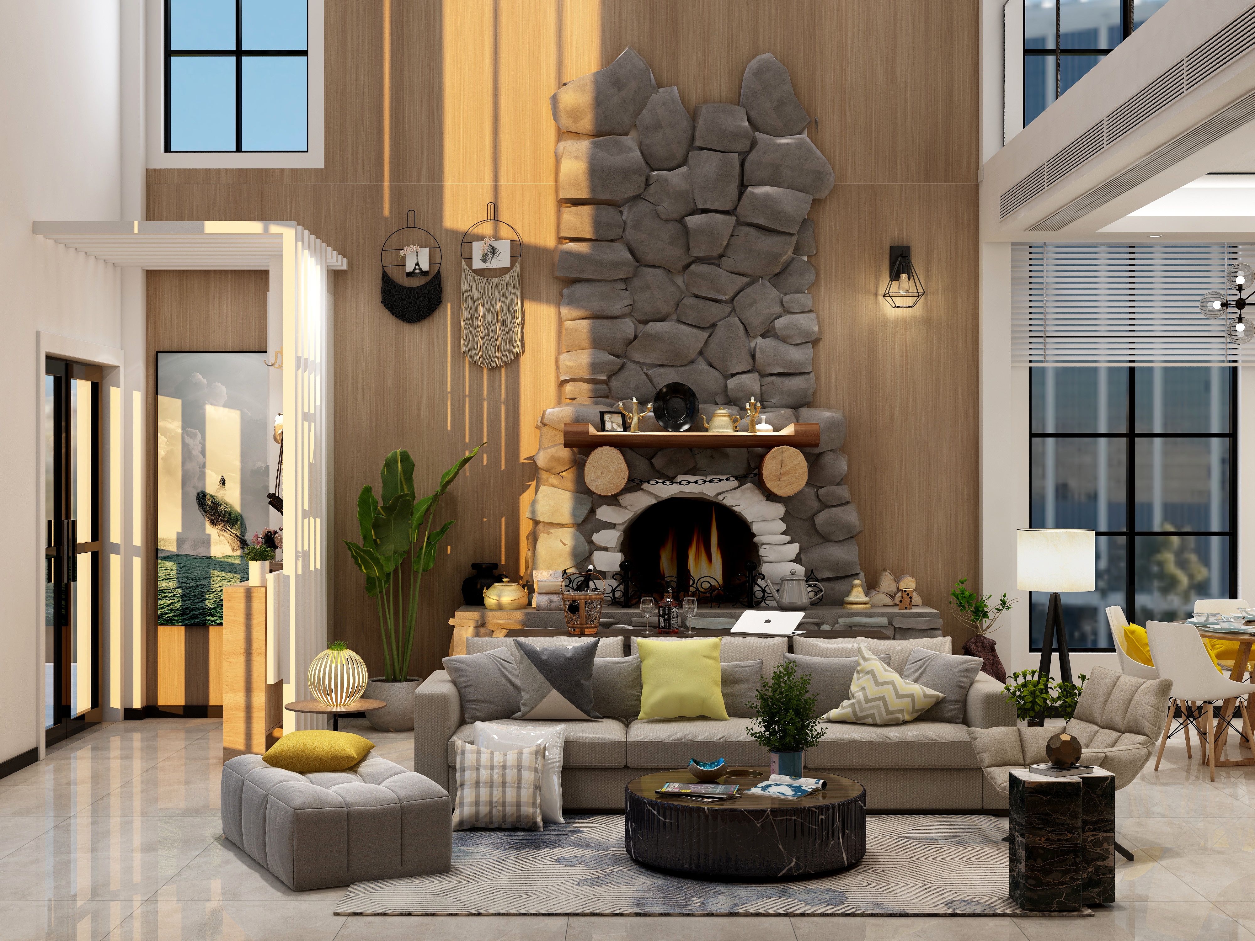 王思力-129㎡别墅自建房-现代风格装修效果图