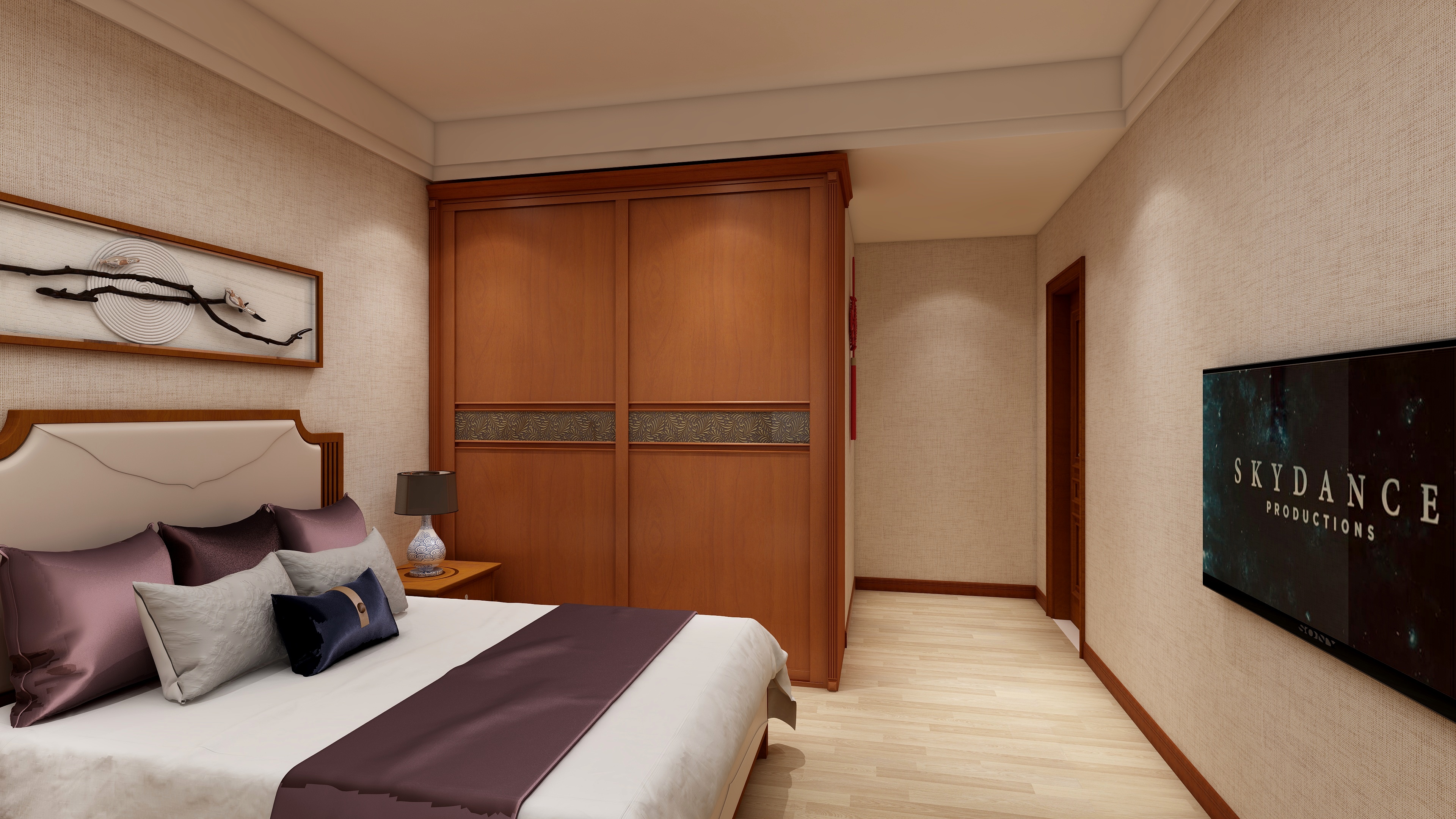 商丘卡诺亚-150㎡新中式三居一层次卧装修效果图第2张