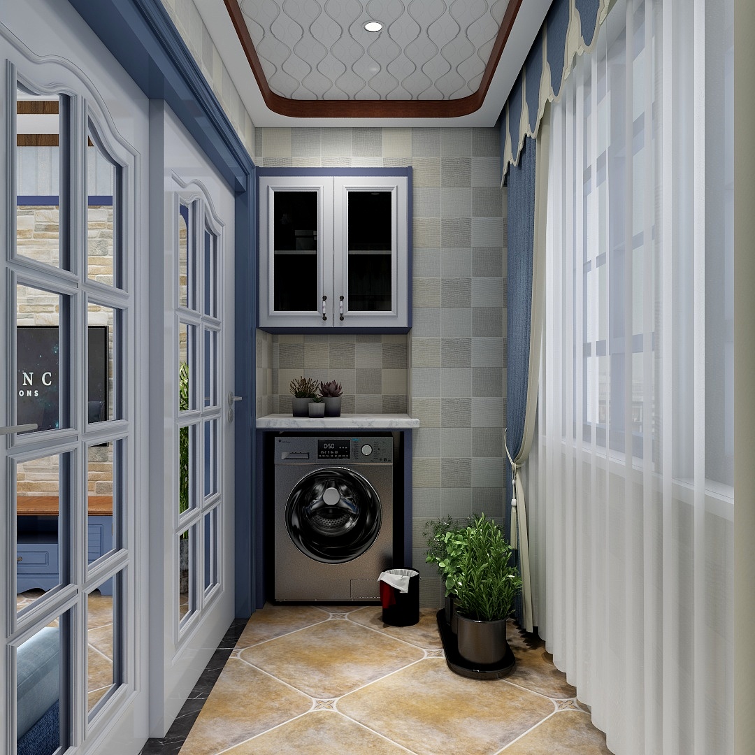 陆军-92方地中海两居一层阳台装修效果图第2张